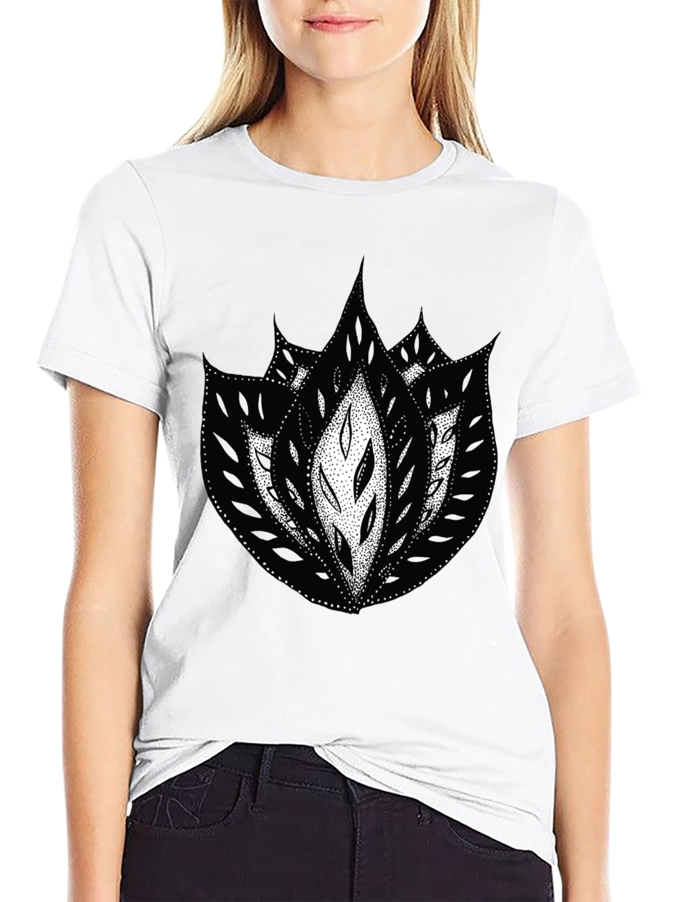 Abstract Floral Graphic Black Tee
