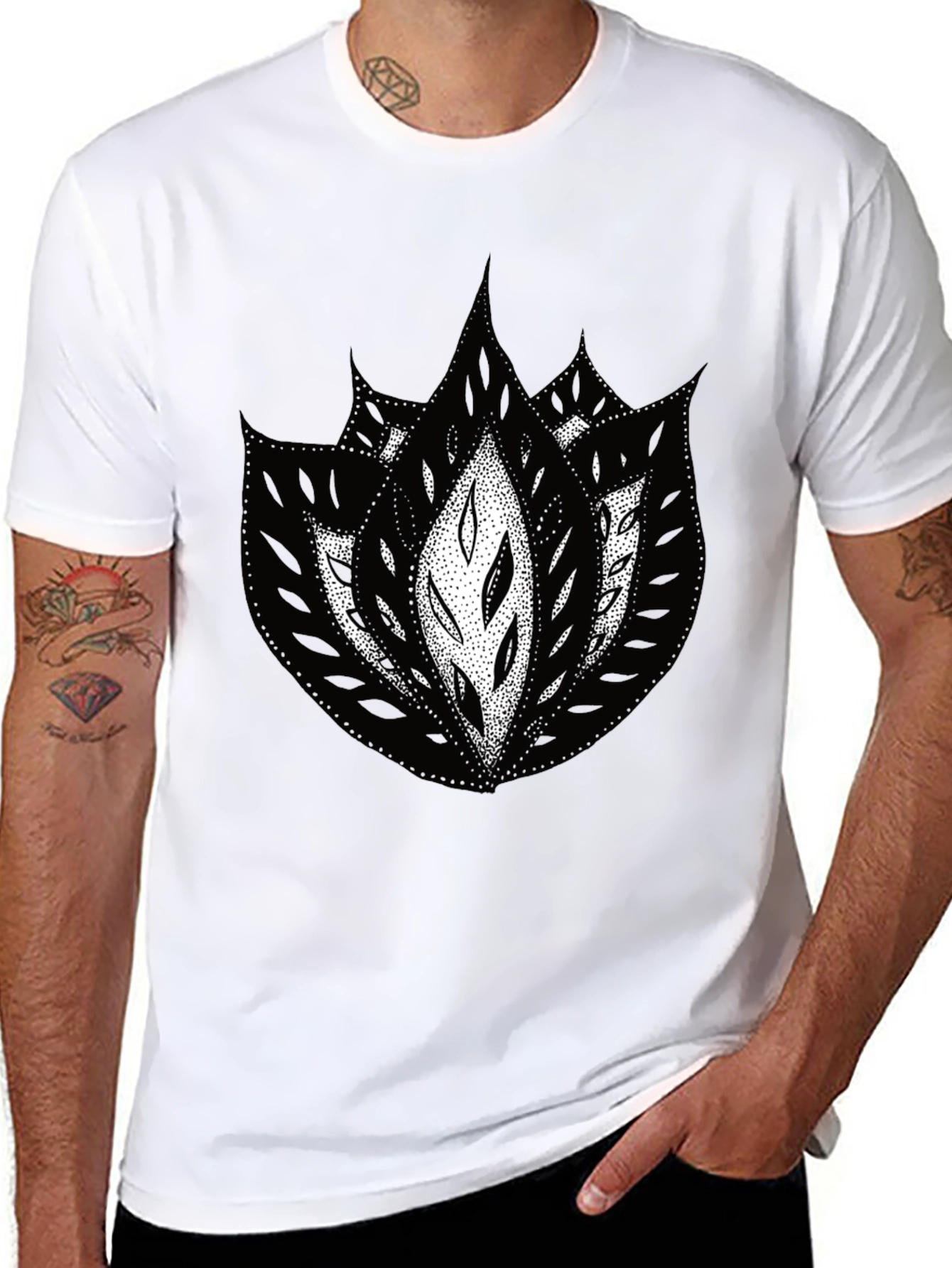Abstract Floral Graphic Black Tee