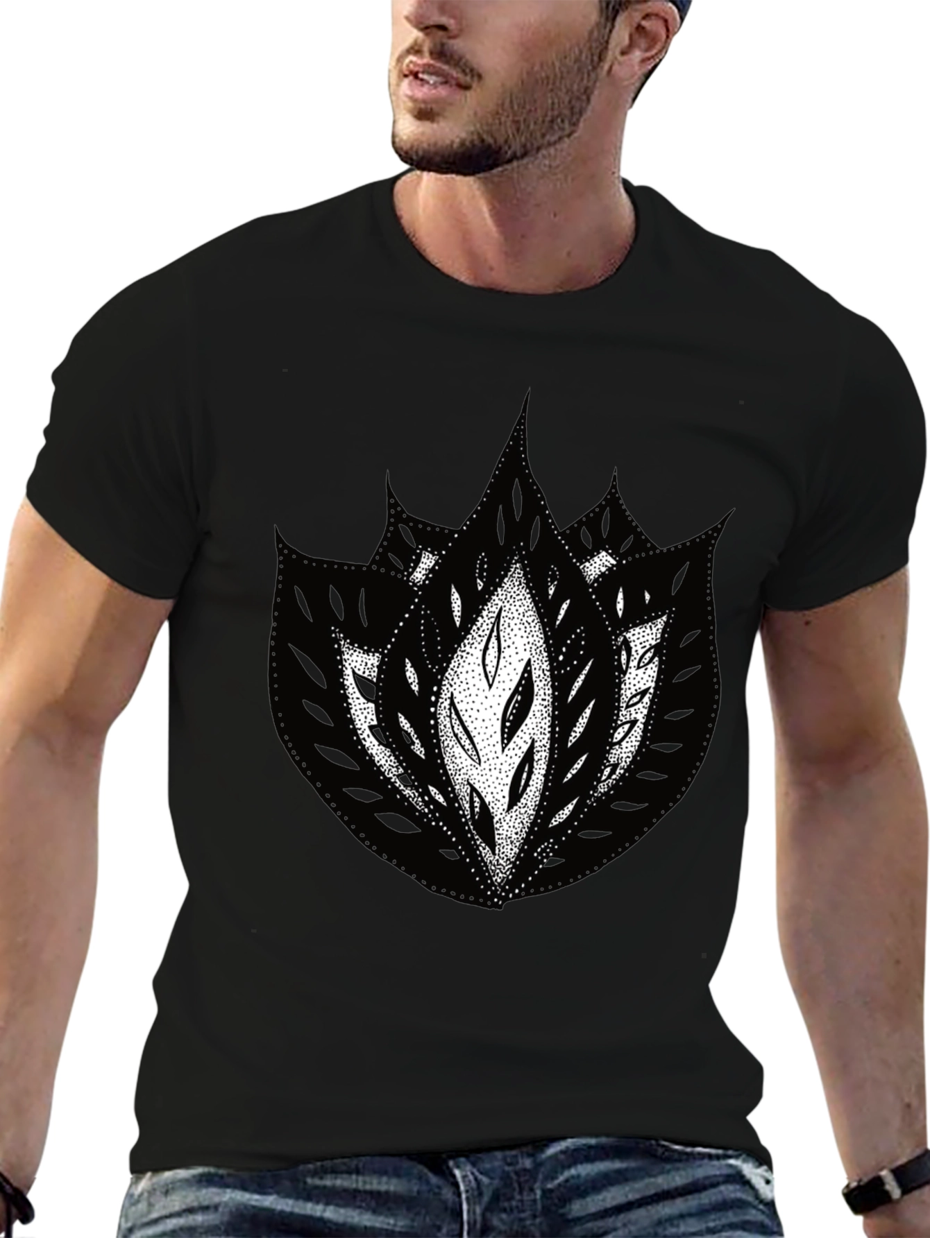 Abstract Floral Graphic Black Tee