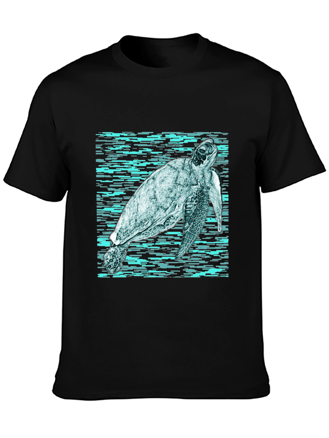 Sea Turtle Graphic Print Black T-Shirt