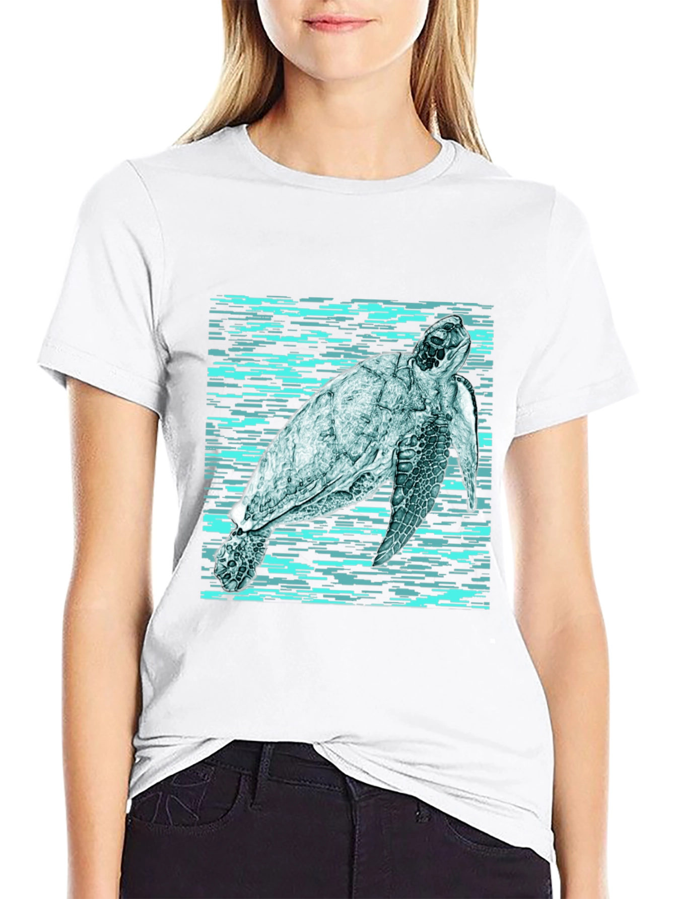 Sea Turtle Graphic Print Black T-Shirt