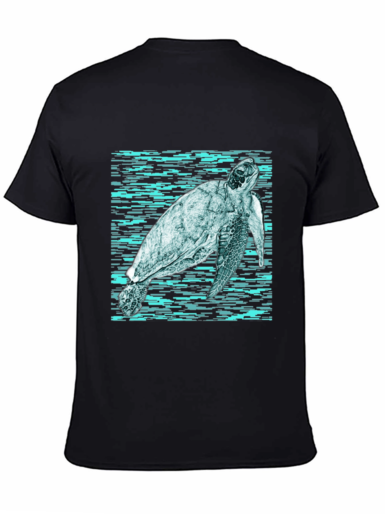 Sea Turtle Graphic Print Black T-Shirt