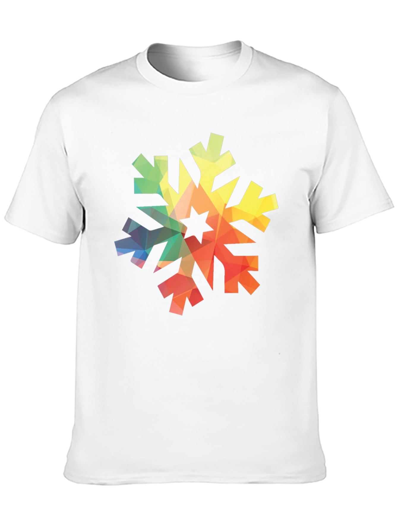 Geometric Snowflake Graphic Tee - Black Cotton Shirt