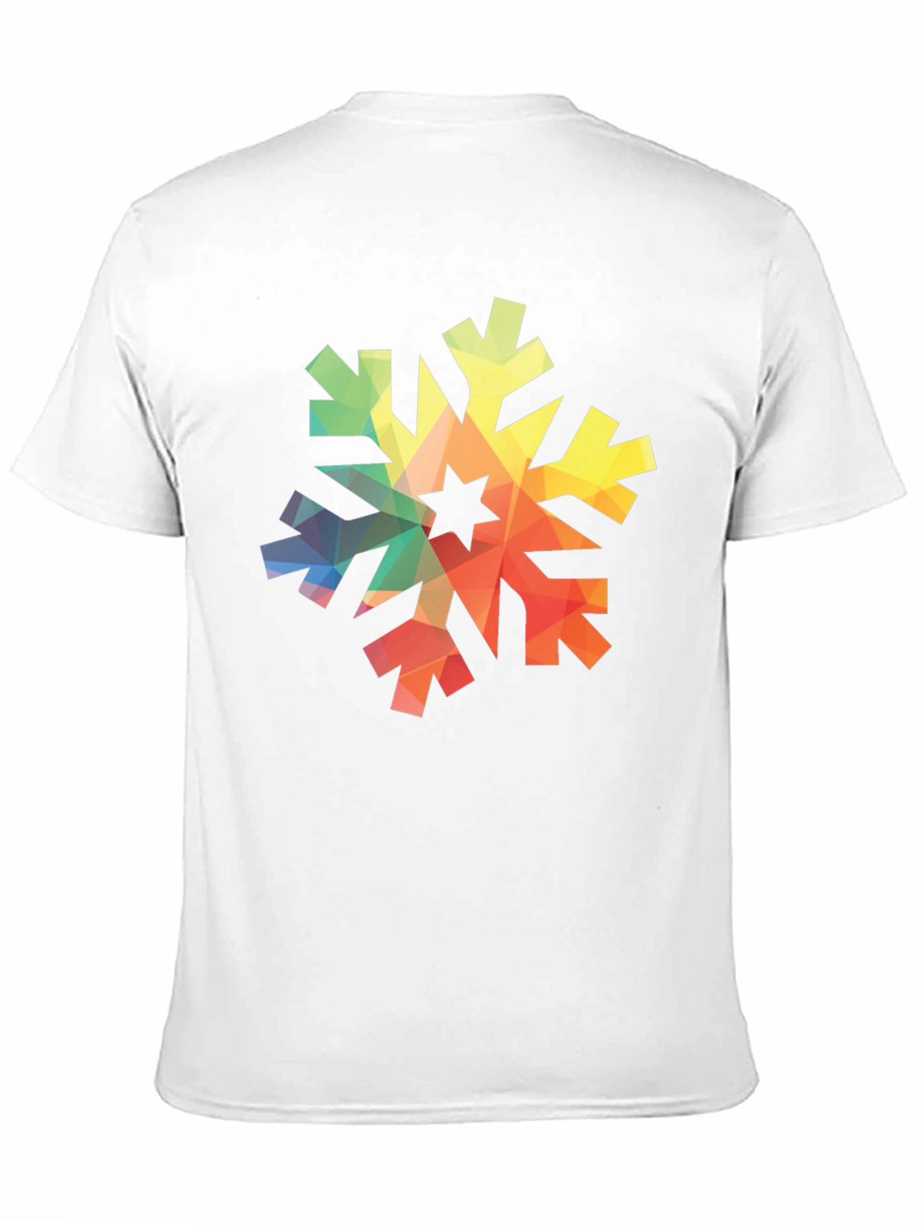 Geometric Snowflake Graphic Tee - Black Cotton Shirt
