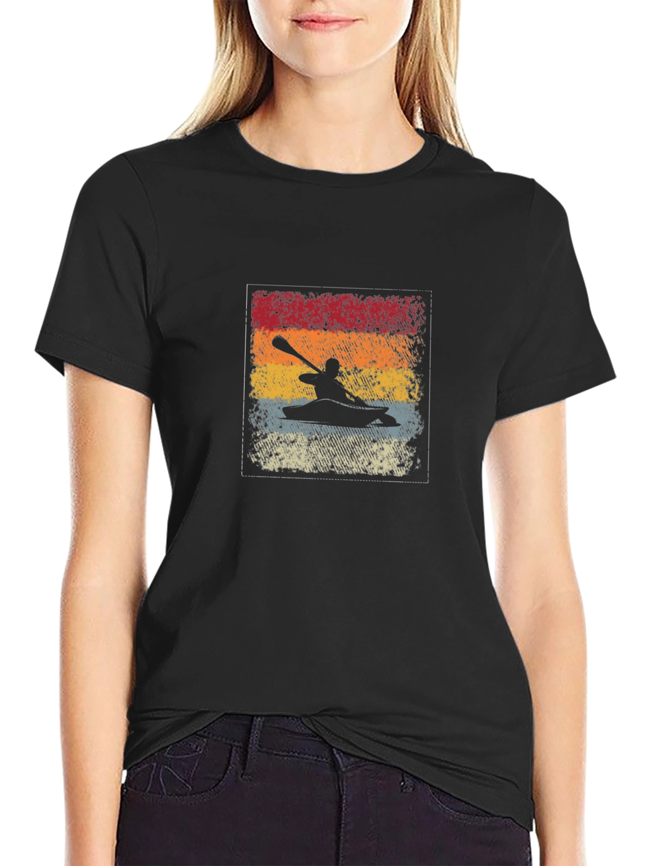 Kayak Retro Graphic Tee - Black Cotton T-Shirt