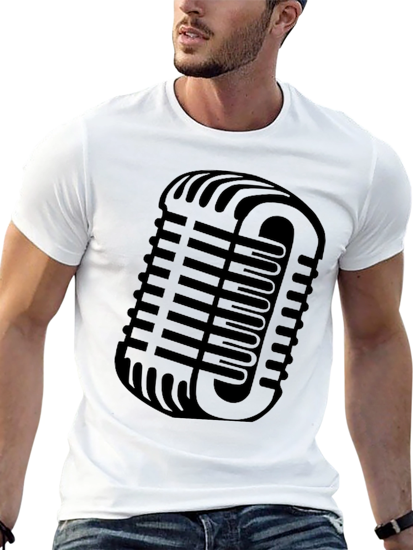 Retro Microphone Graphic T-Shirt - Classic Vocal Style