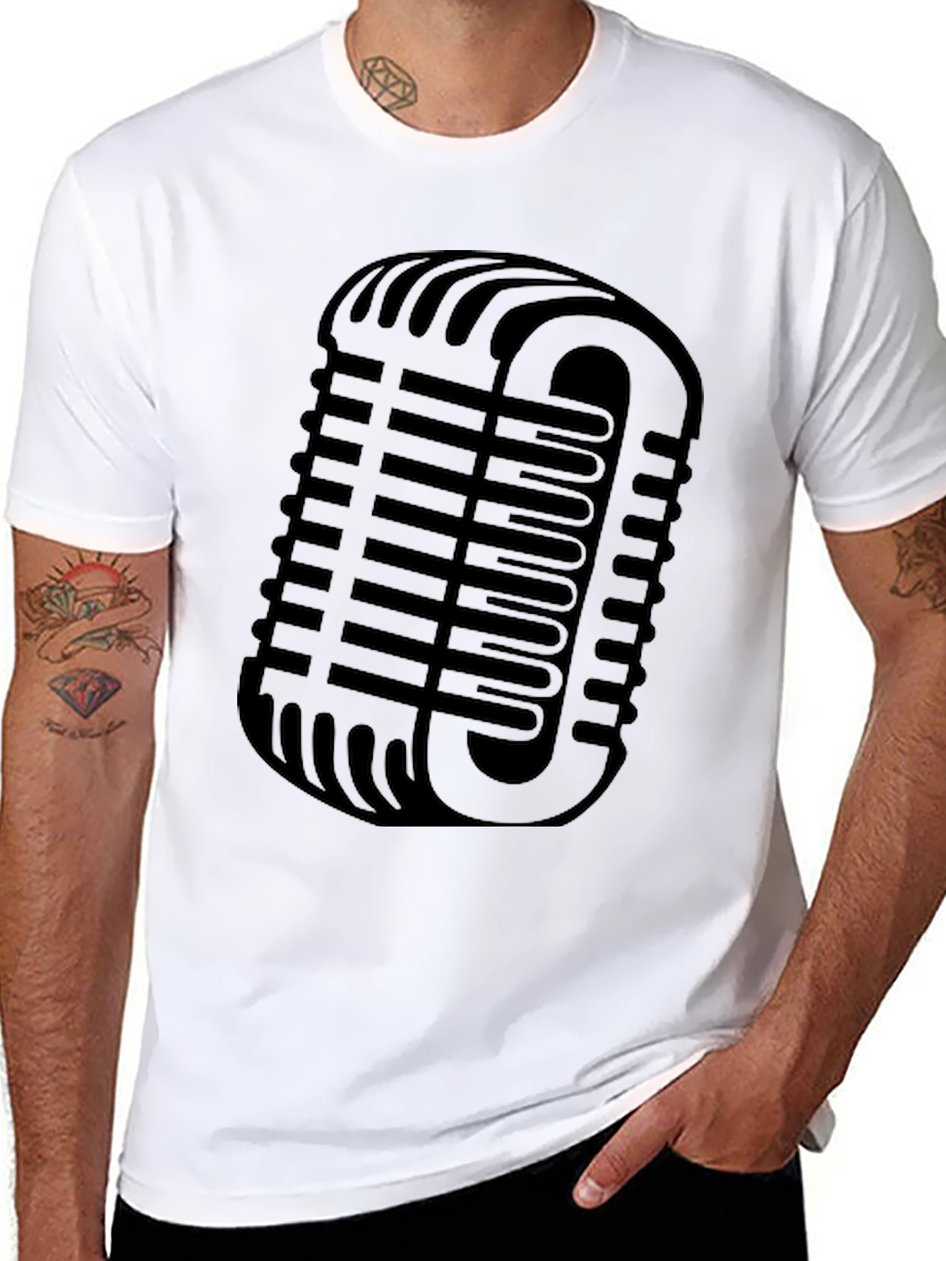 Retro Microphone Graphic T-Shirt - Classic Vocal Style