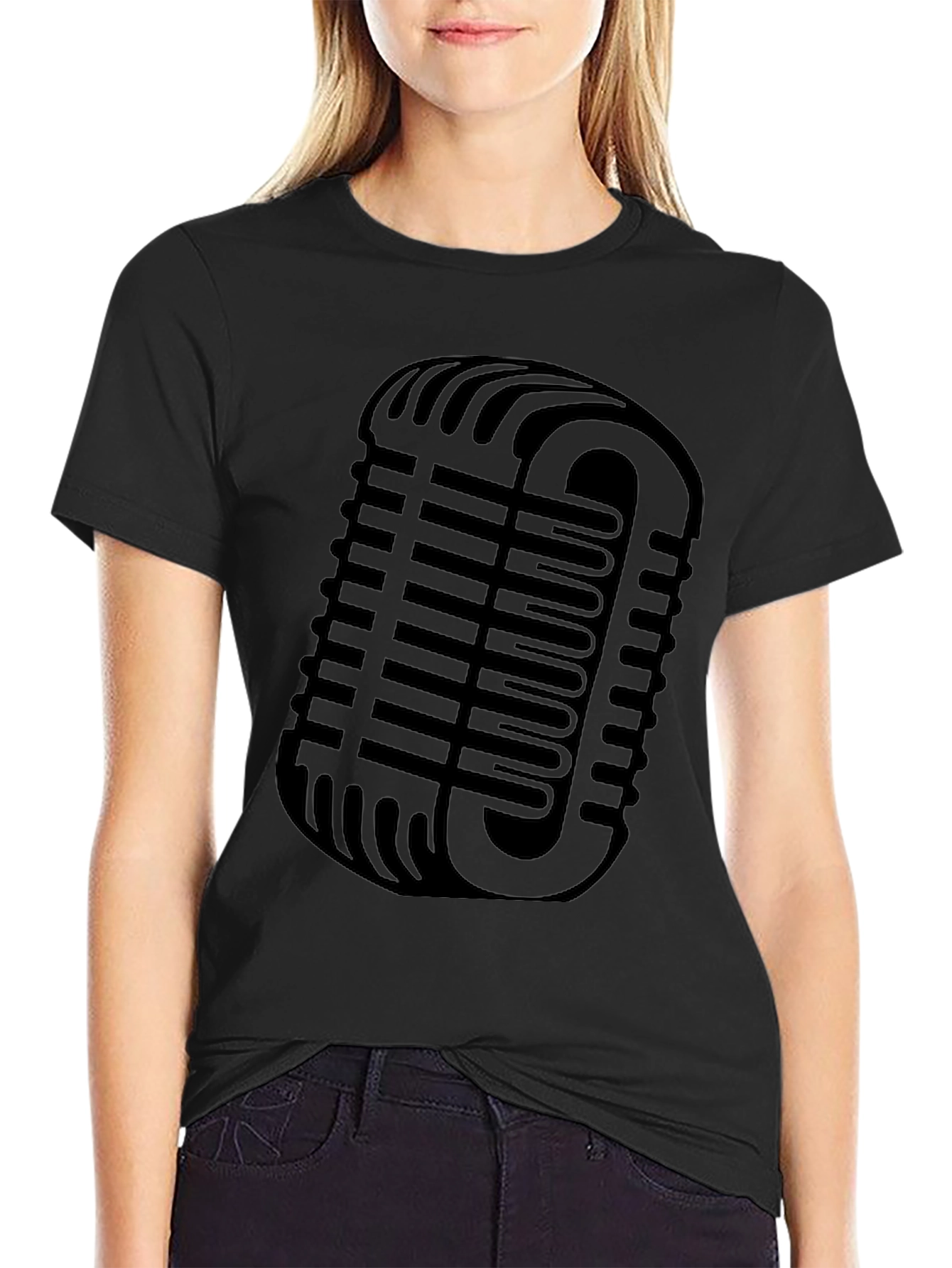 Retro Microphone Graphic T-Shirt - Classic Vocal Style