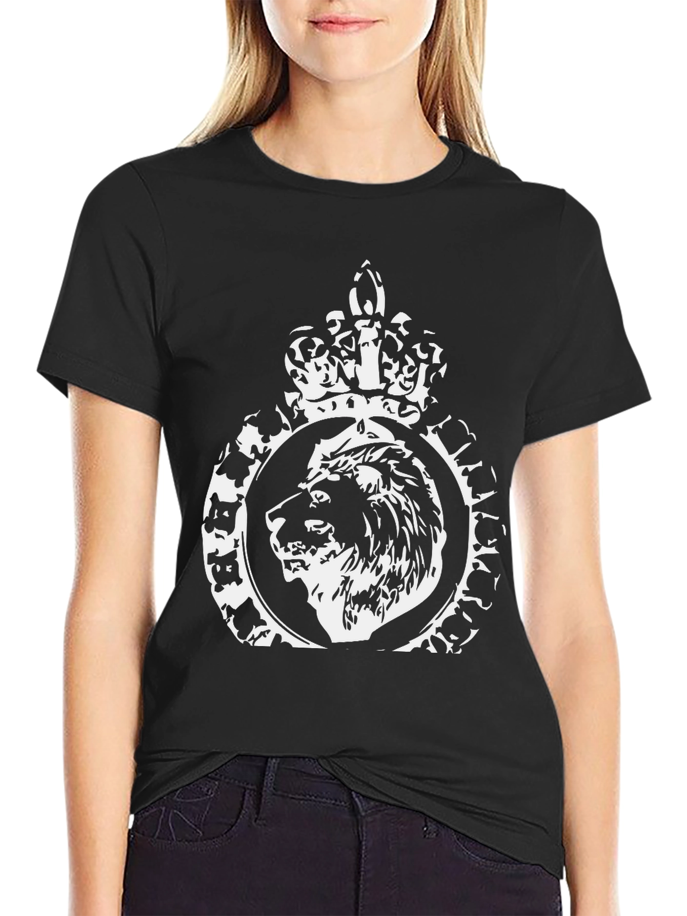 Lion Crown Graphic Print Black T-Shirt