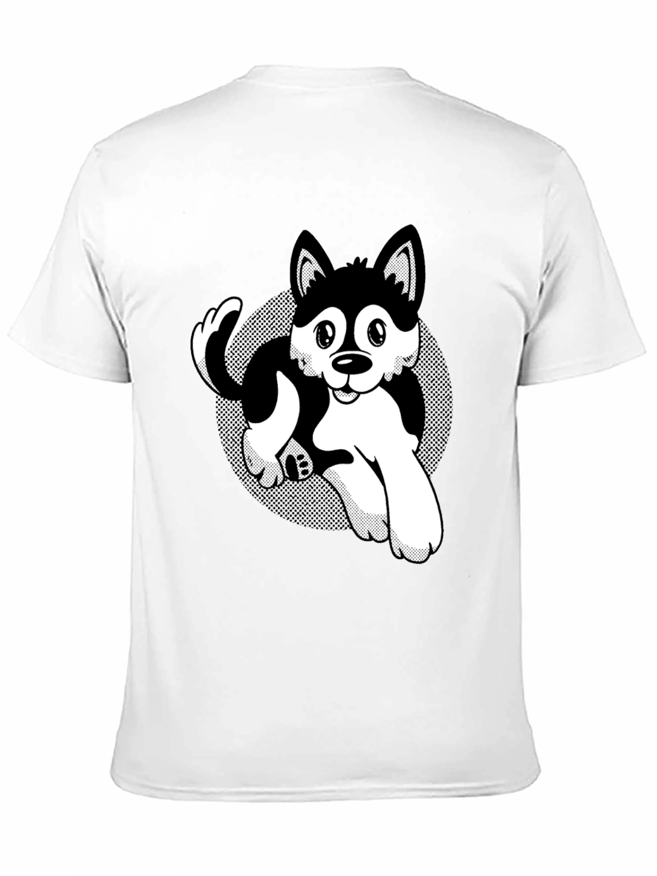 Cute Husky Cartoon Black T-Shirt