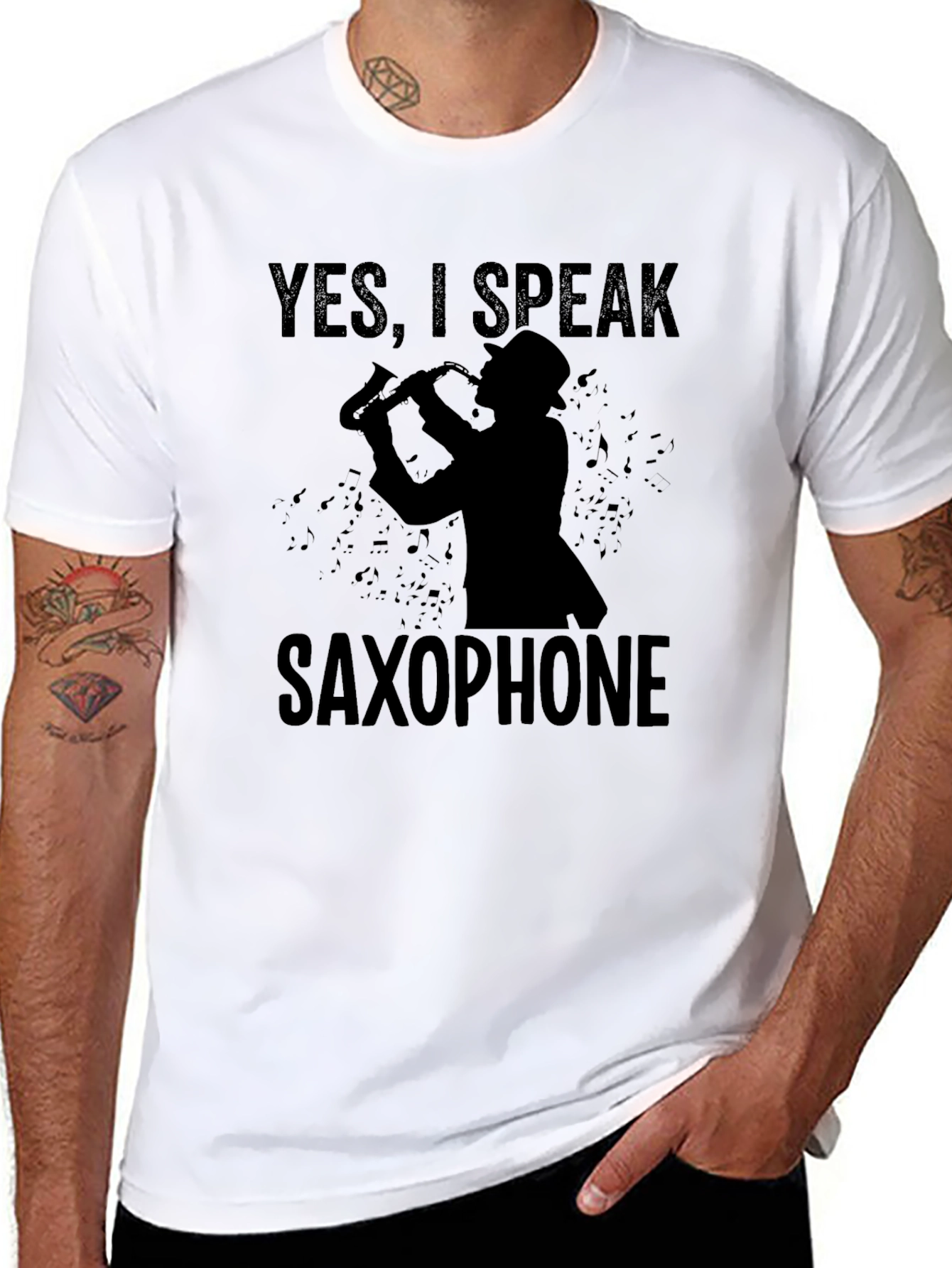 Yes I Speak Saxophone - Black T-Shirt