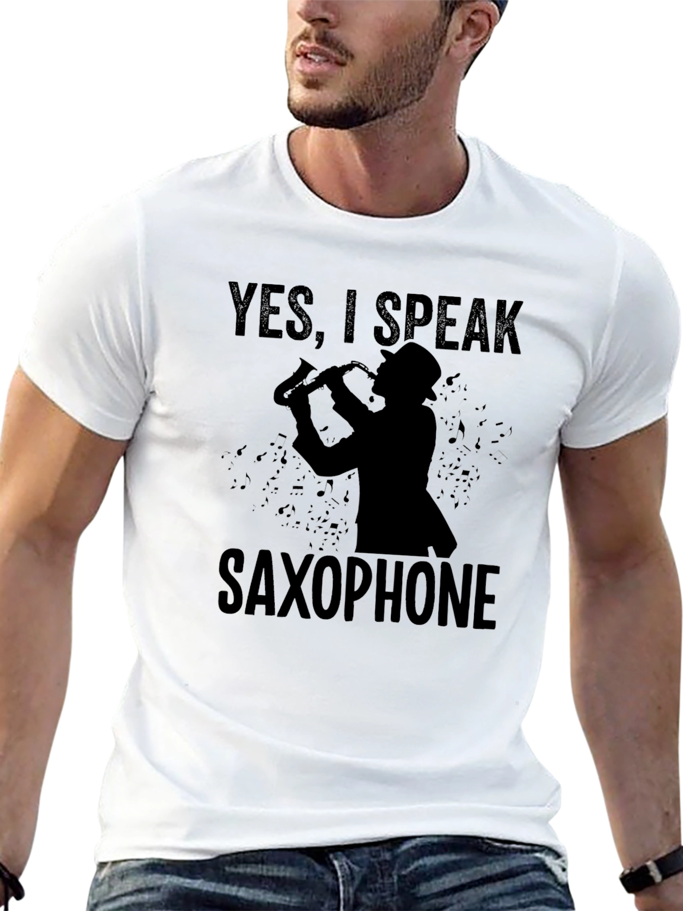 Yes I Speak Saxophone - Black T-Shirt