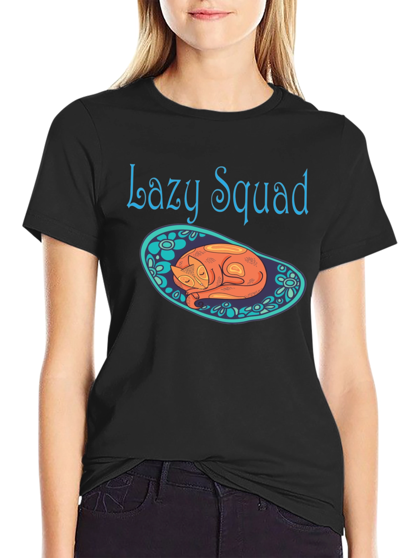 Lazy Squad Cat Graphic T-Shirt