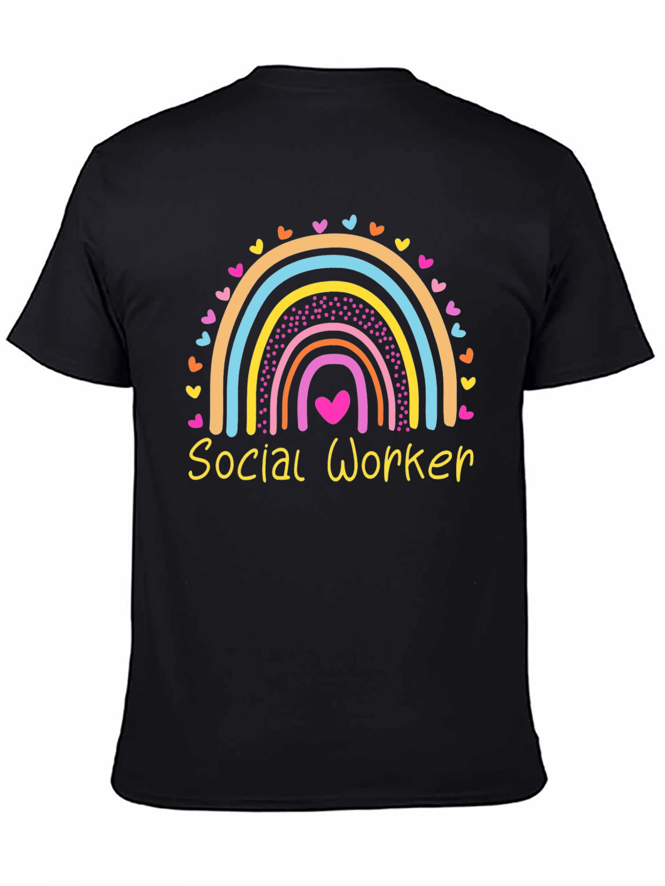 Social Worker Rainbow Heart Graphic Tee