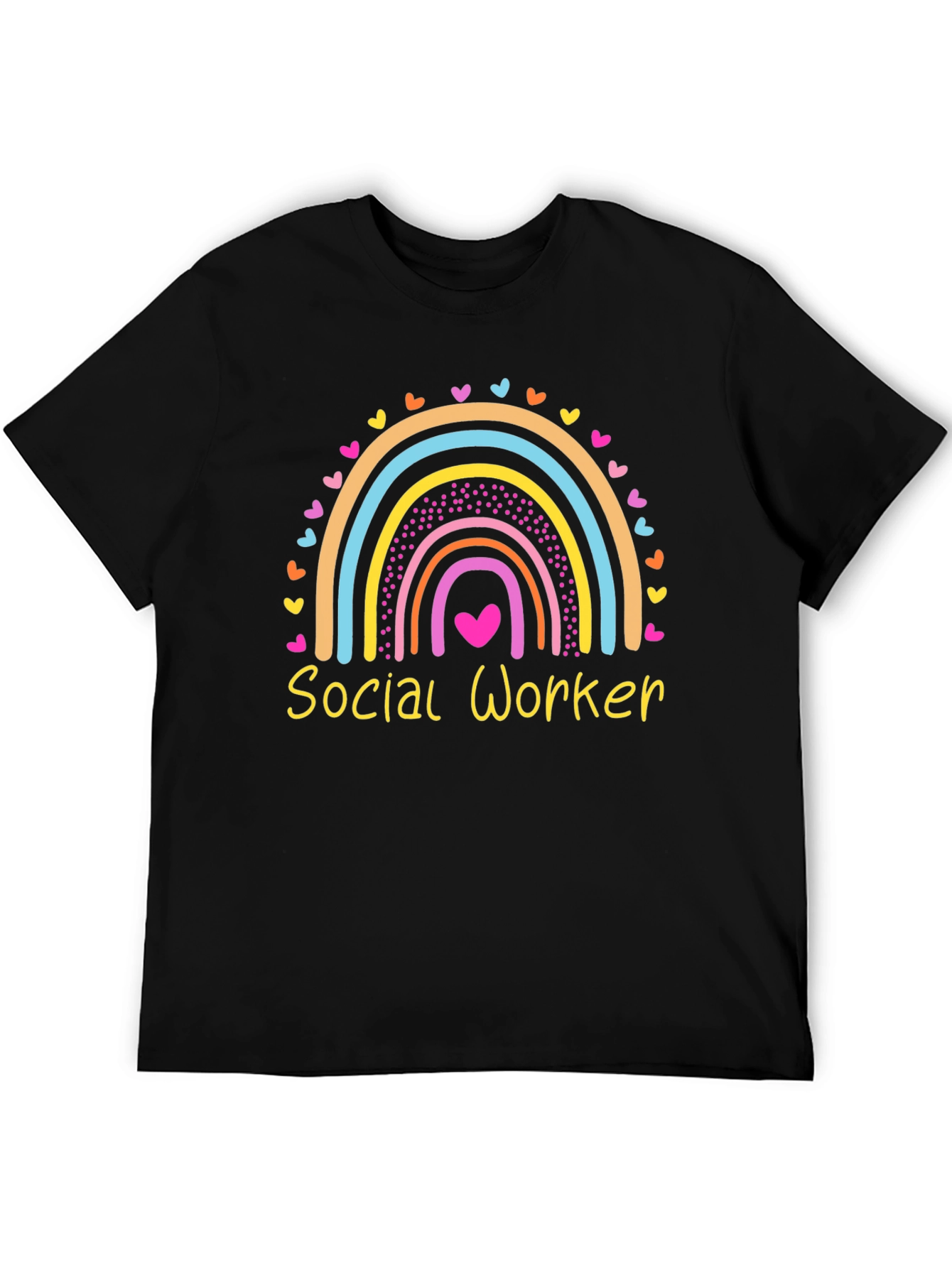 Social Worker Rainbow Heart Graphic Tee