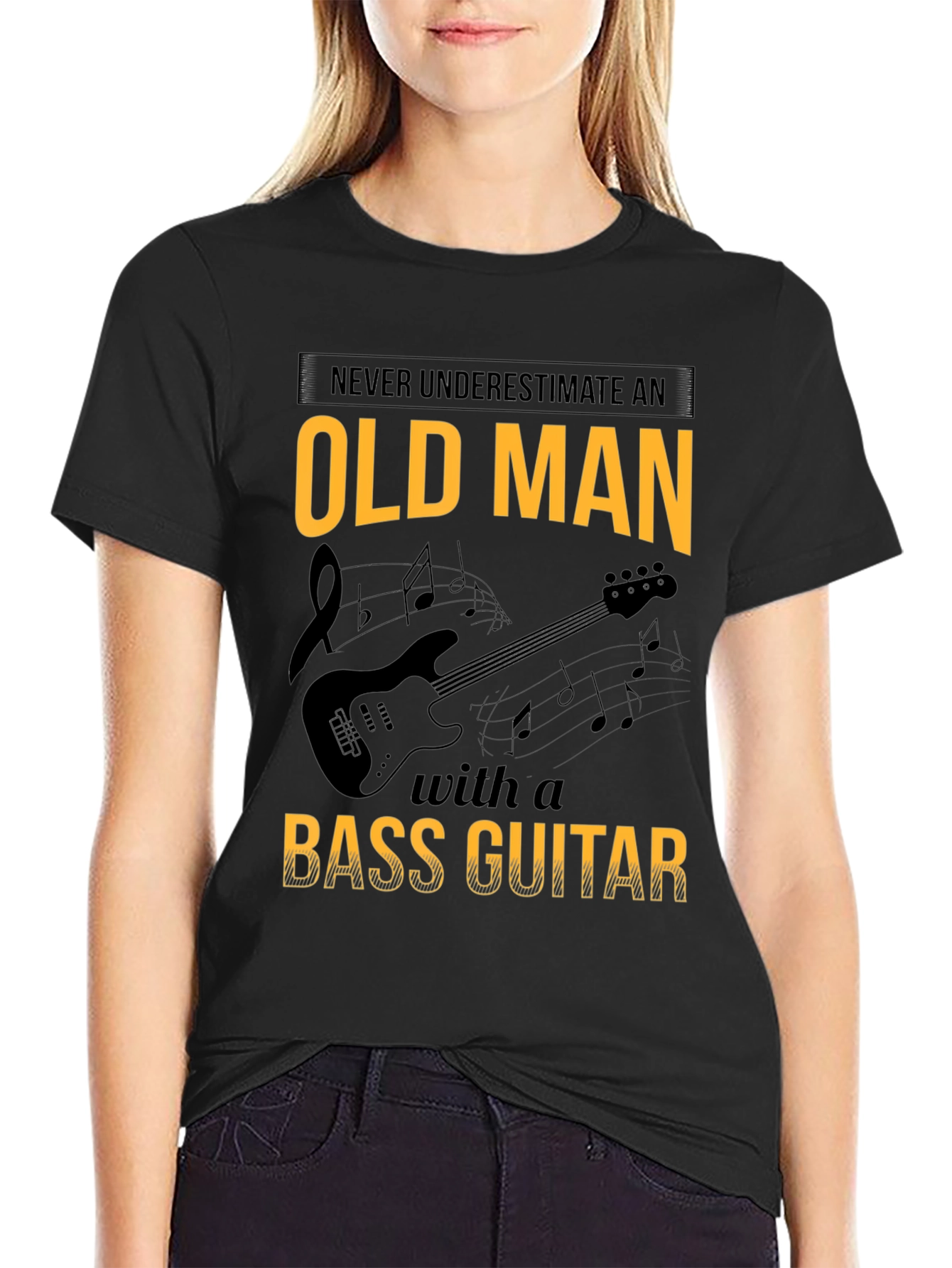 Old Man Bass Guitar T-Shirt: Never Underestimate