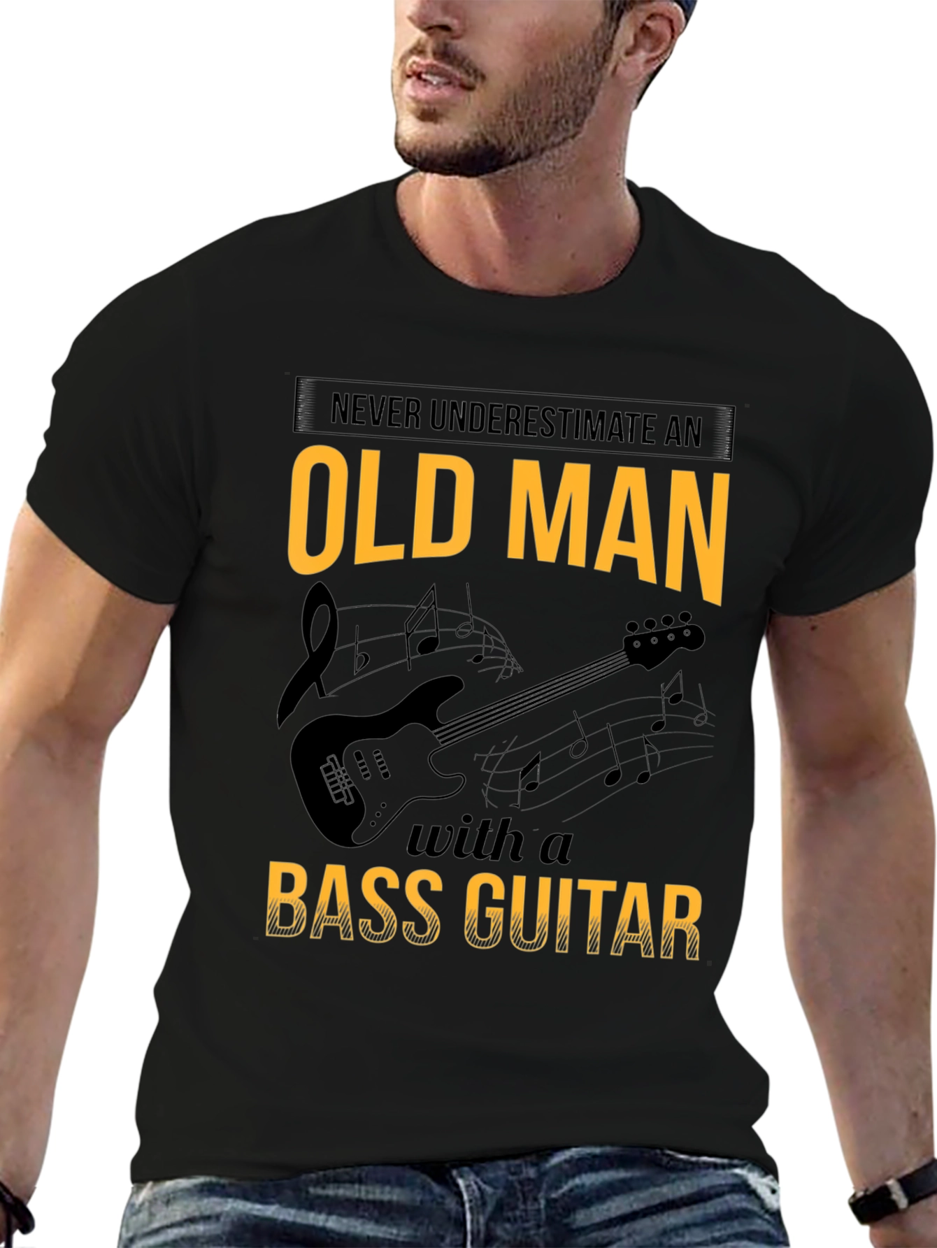 Old Man Bass Guitar T-Shirt: Never Underestimate