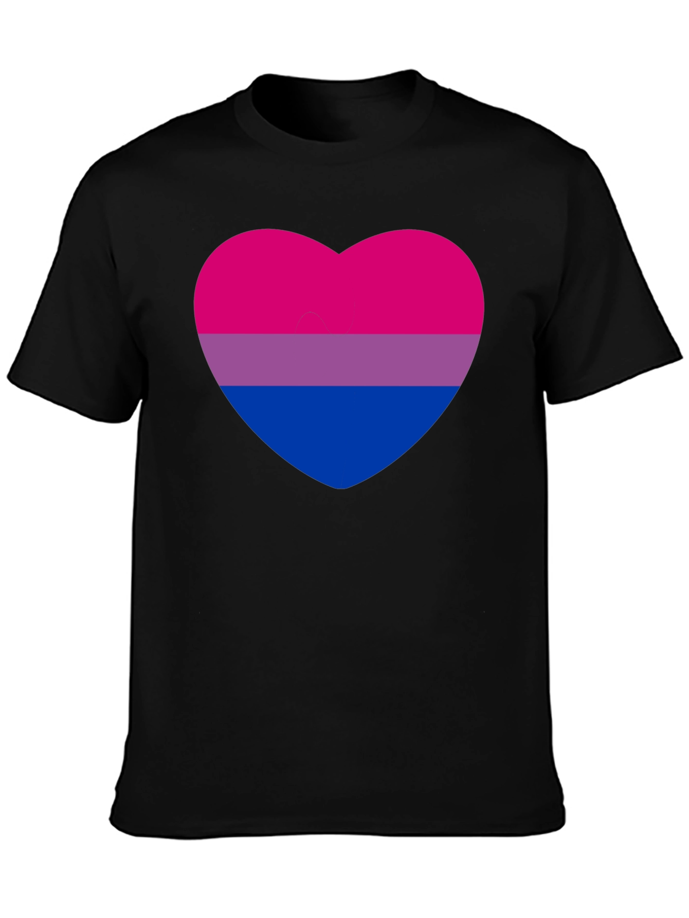 Bisexual Pride Heart Graphic Tee - Black