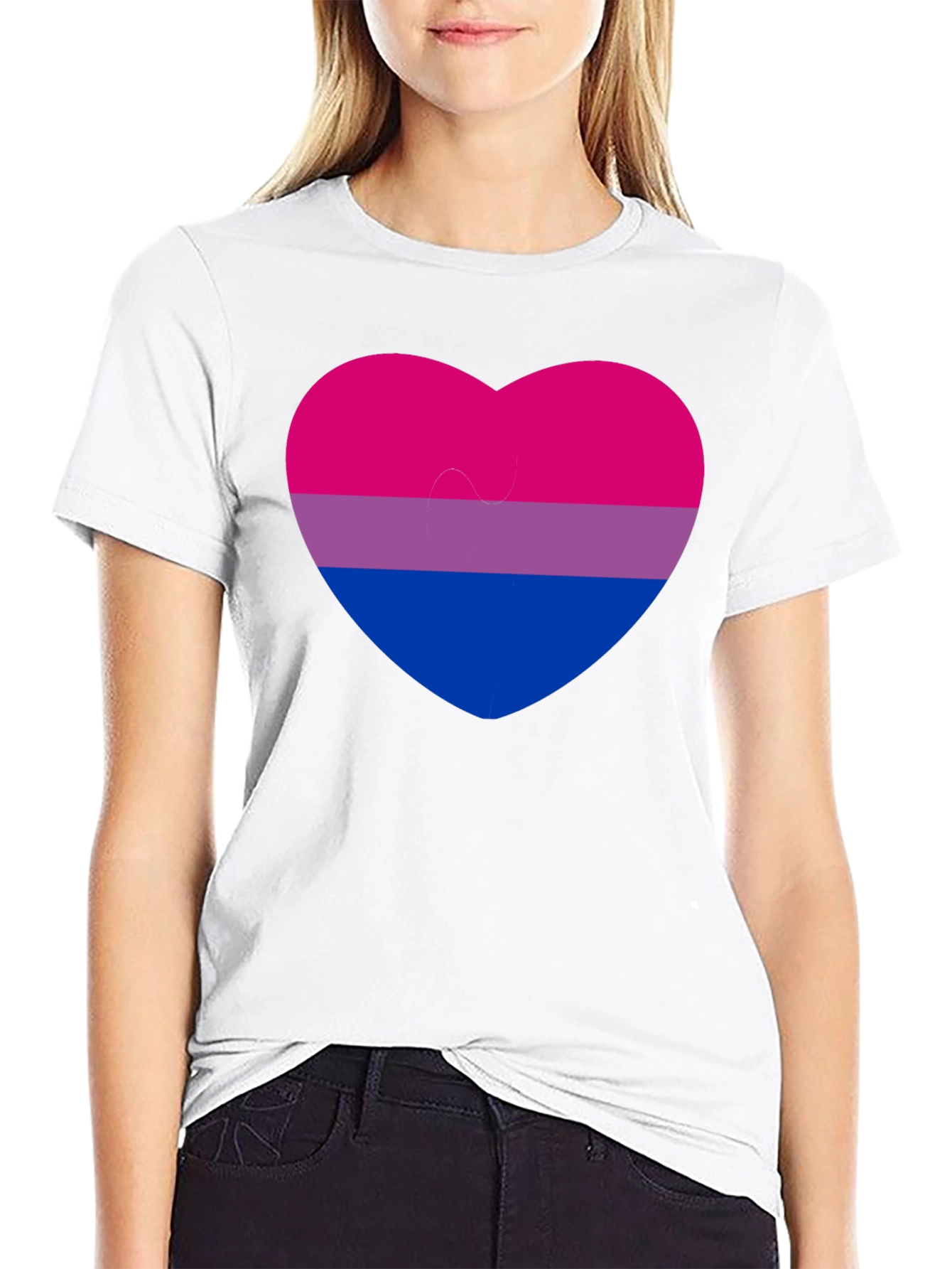 Bisexual Pride Heart Graphic Tee - Black