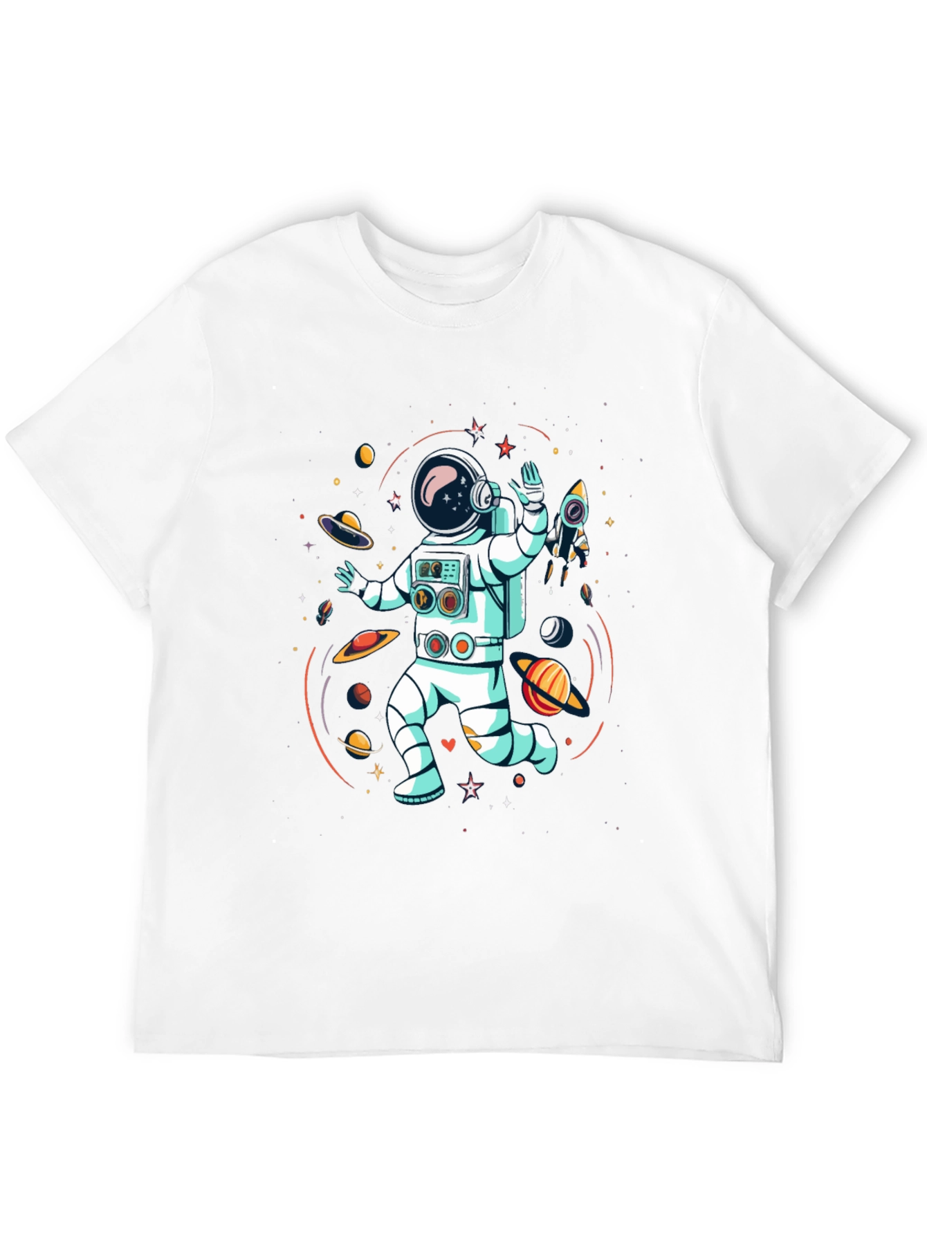 Astronaut in Space Graphic Tee - Black Cotton T-Shirt