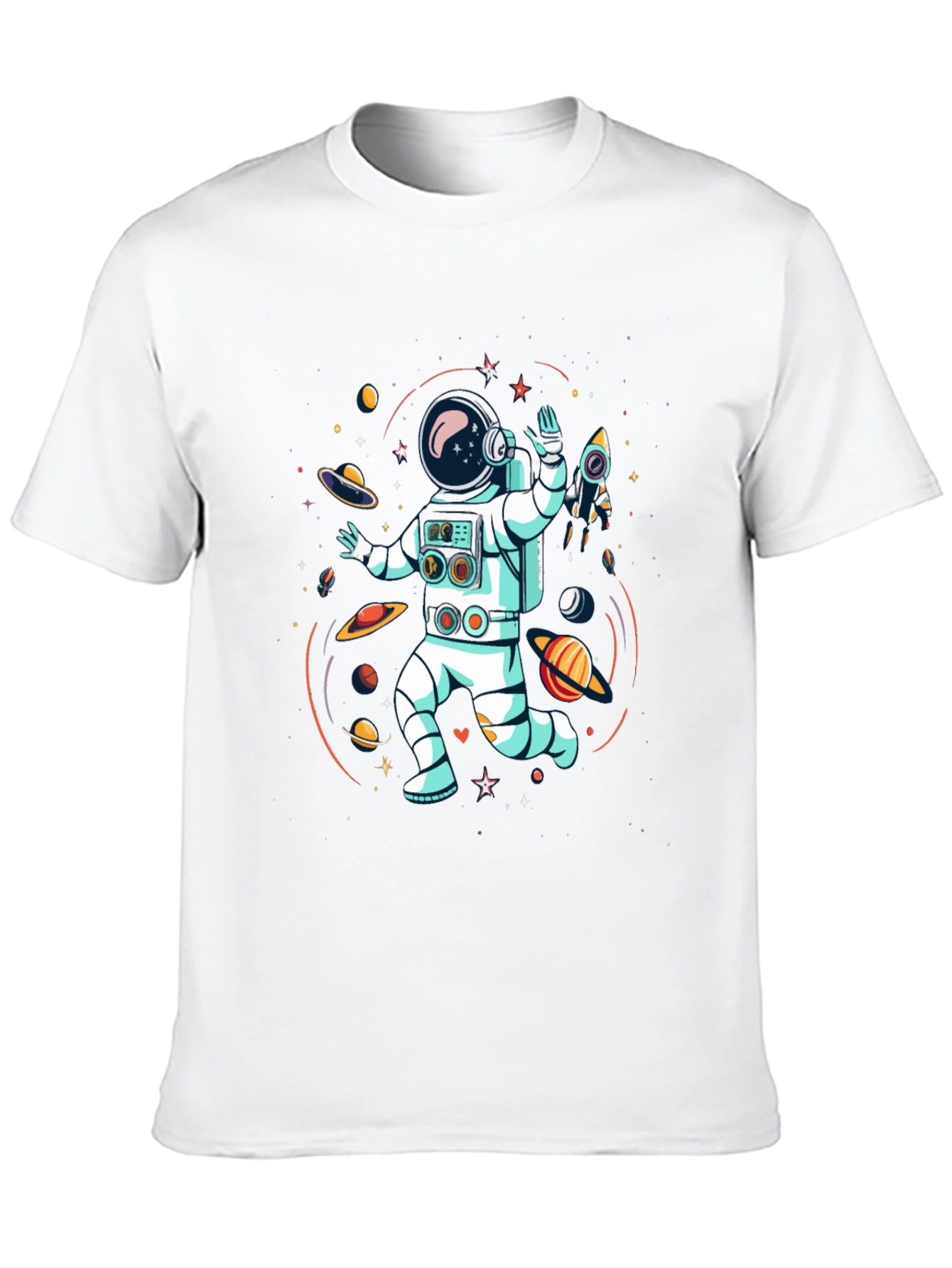 Astronaut in Space Graphic Tee - Black Cotton T-Shirt