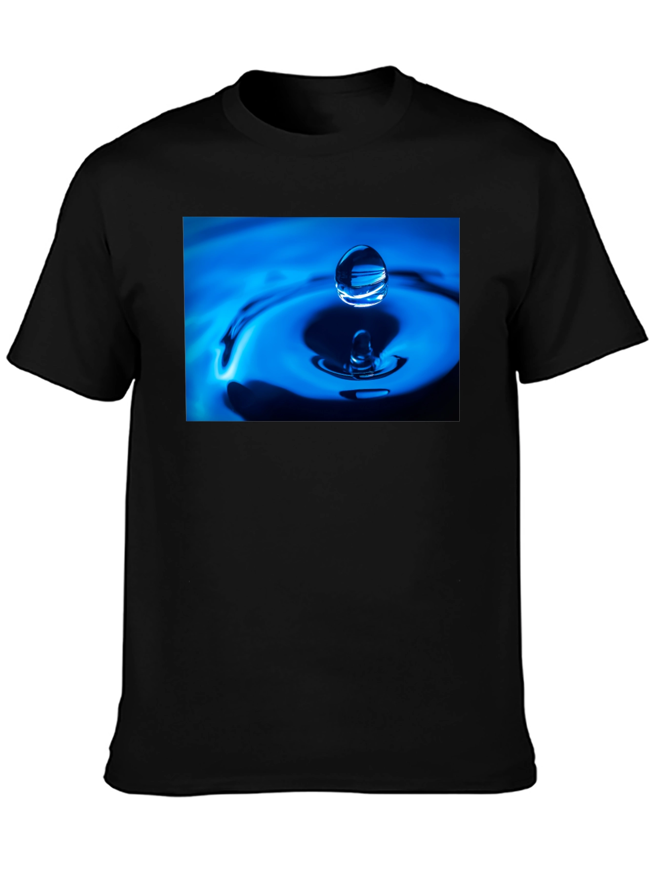 Water Drop Design Black T-Shirt