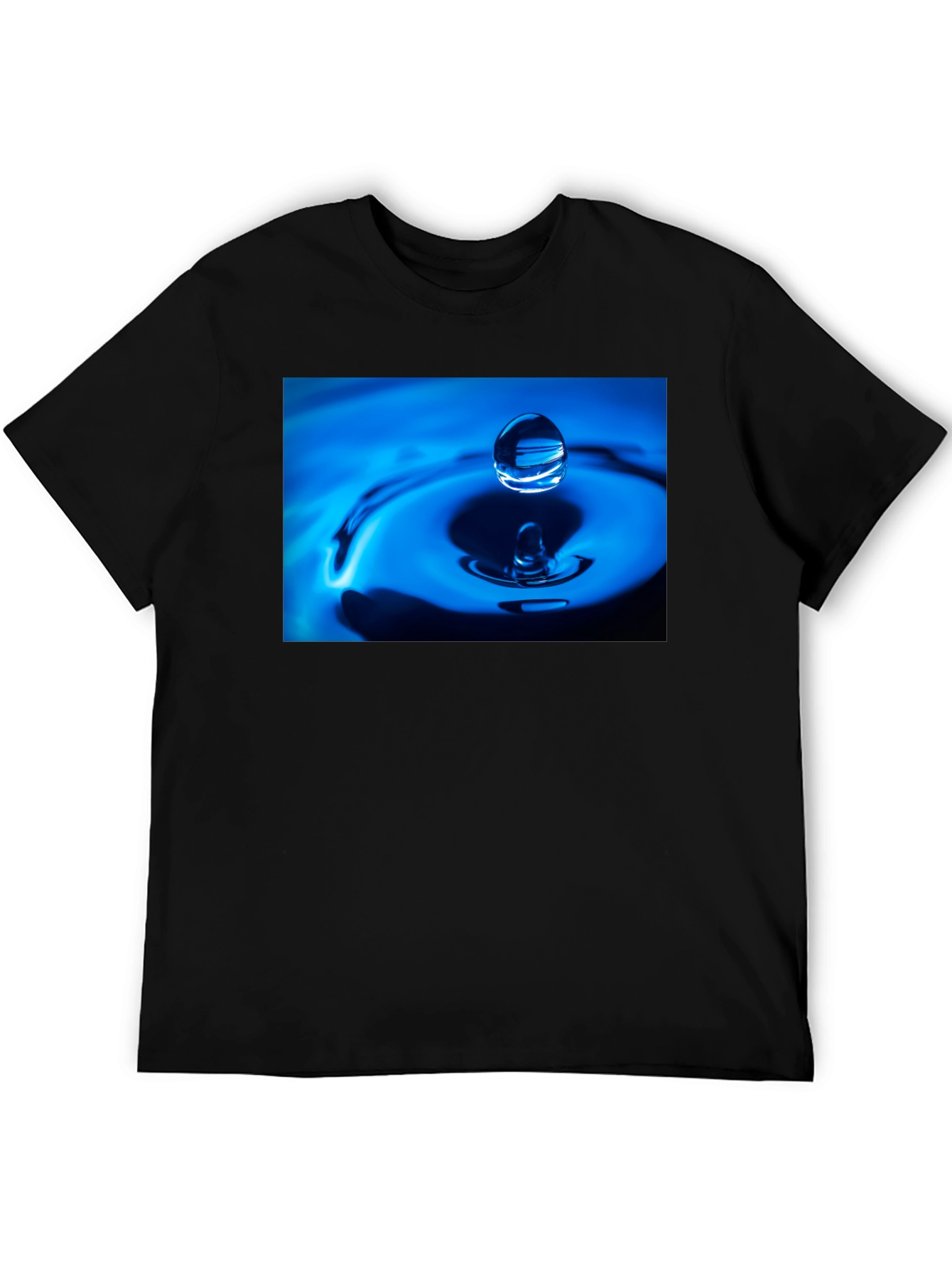 Water Drop Design Black T-Shirt