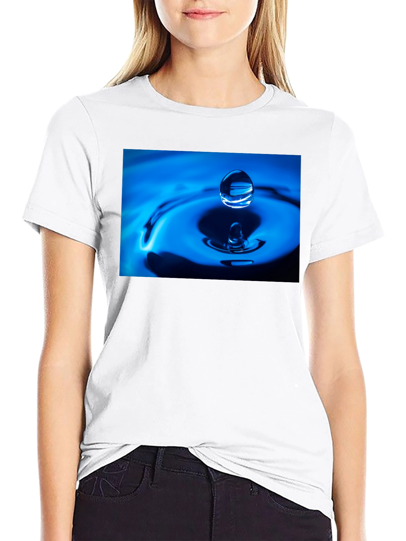 Water Drop Design Black T-Shirt