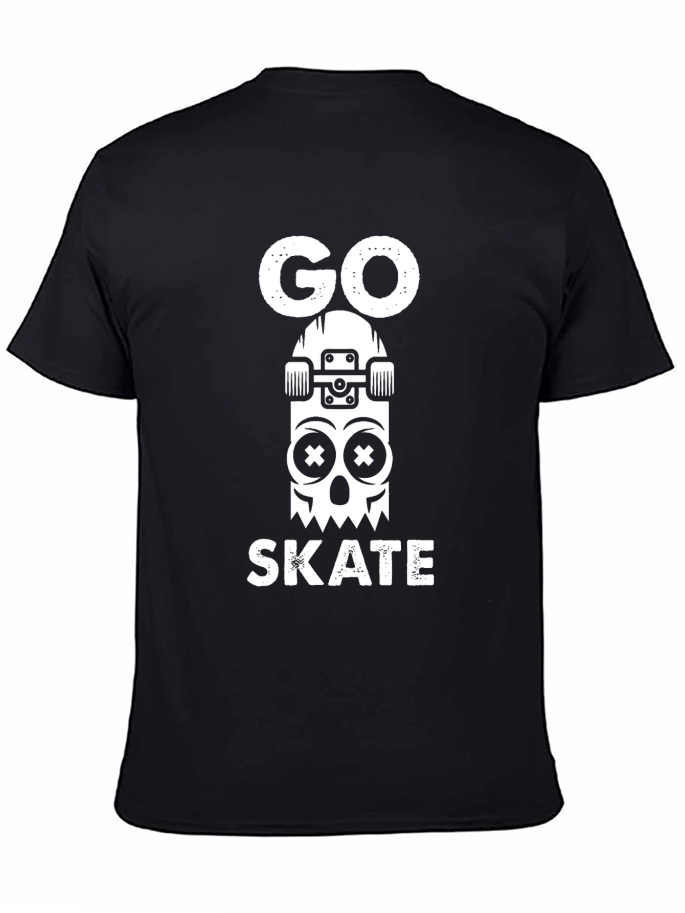 Go Skate Graphic Tee - Skull Skateboard Design