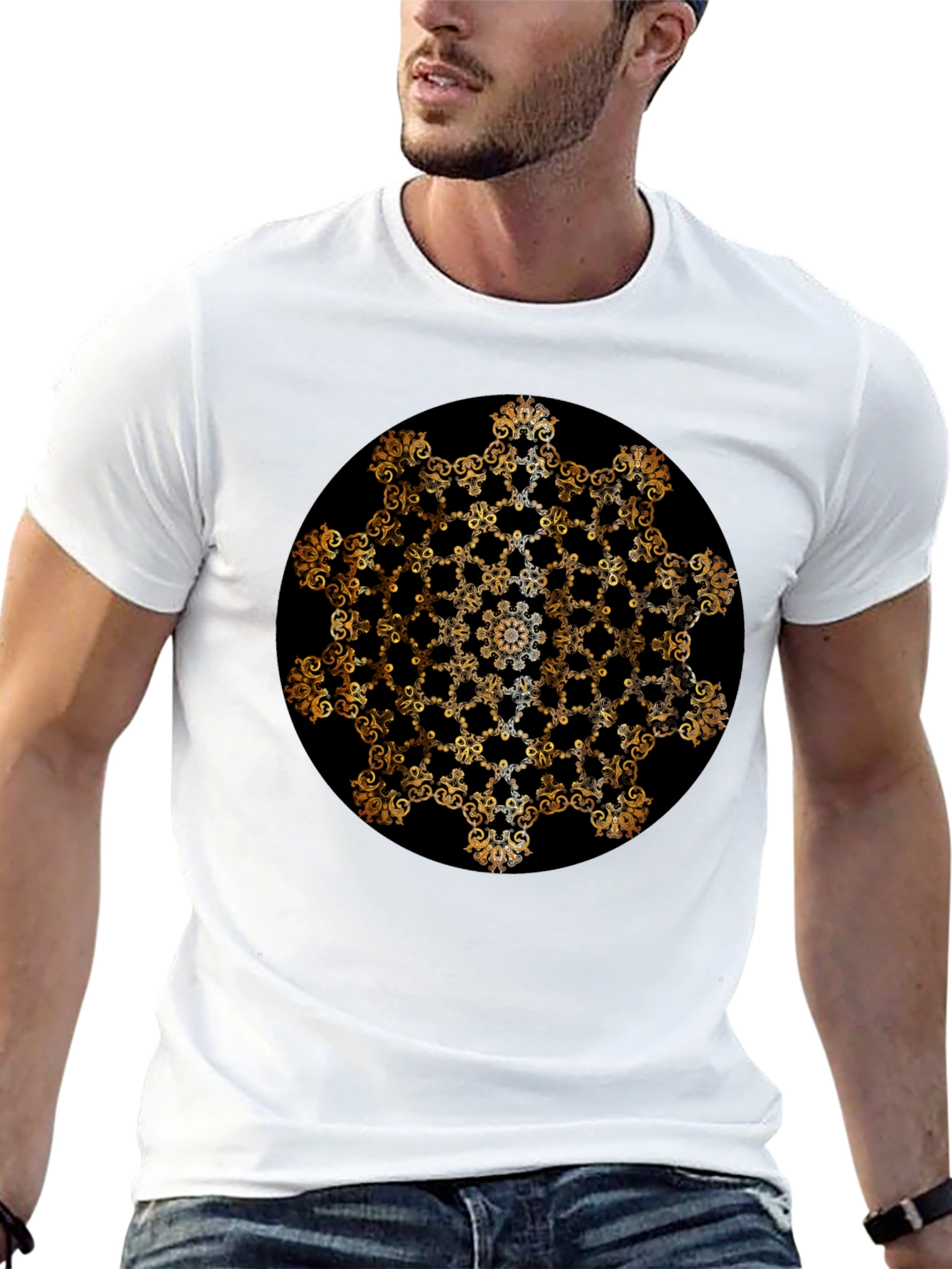 Golden Pattern Black Tee