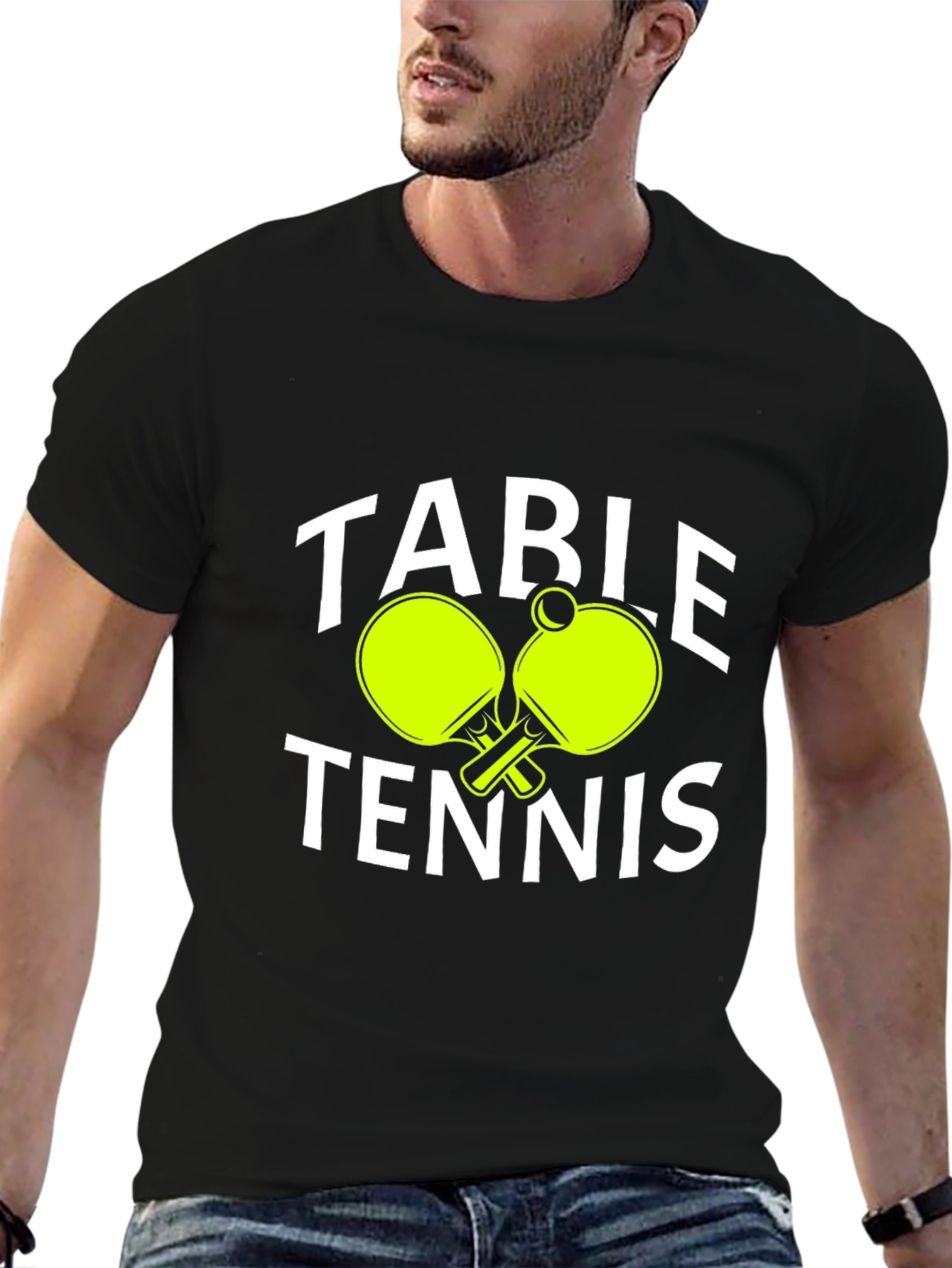 Table Tennis Graphic T-Shirt - Black Casual Tee