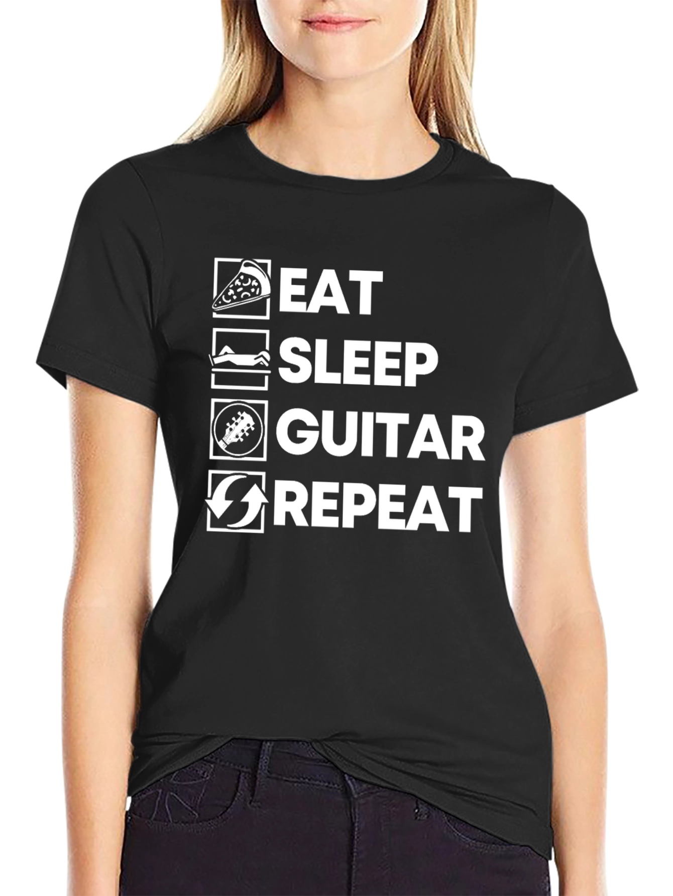 Eat Sleep Guitar Repeat Graphic T-Shirt