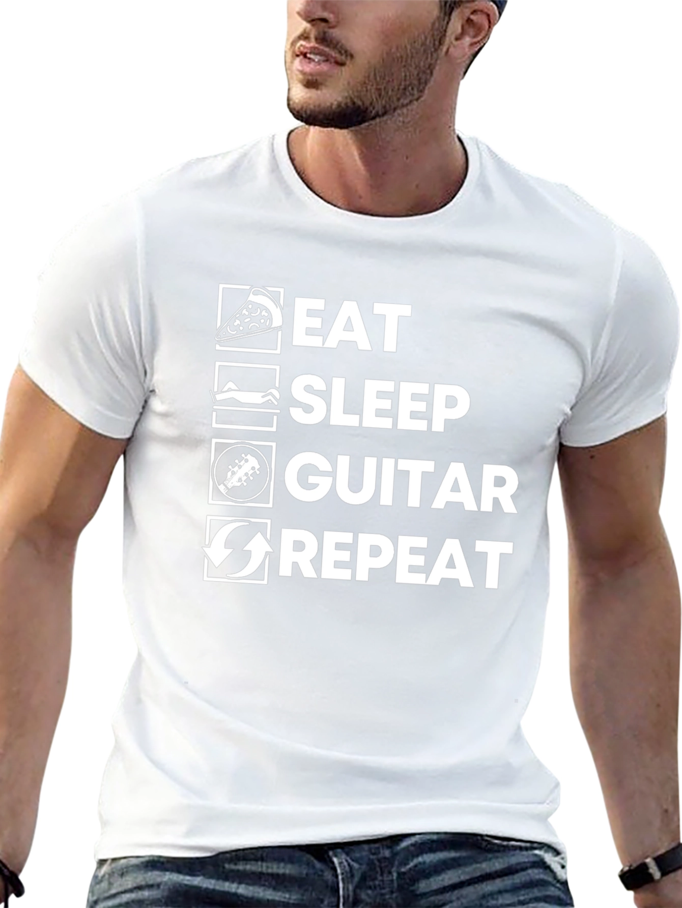Eat Sleep Guitar Repeat Graphic T-Shirt