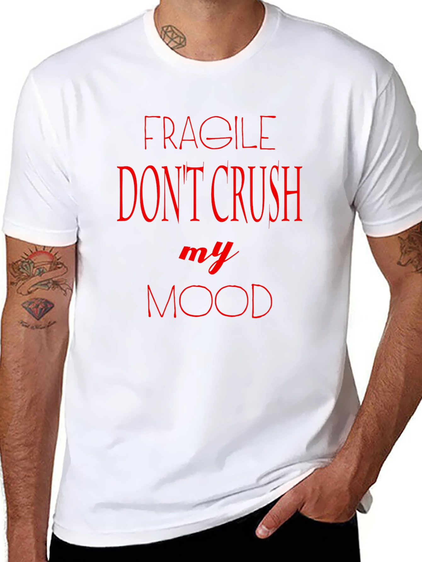 Fragile Dont Crush My Mood Black T-Shirt