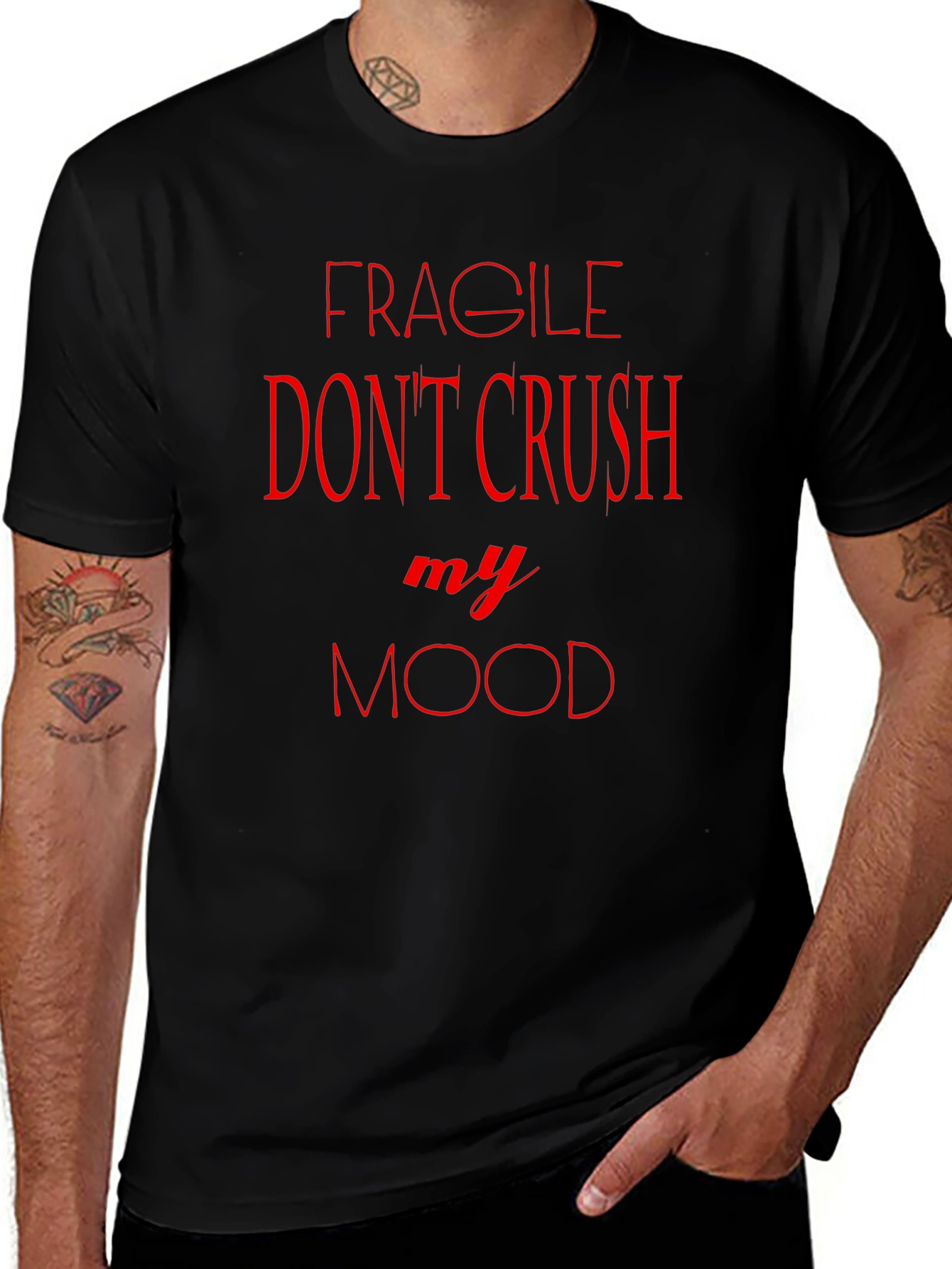 Fragile Dont Crush My Mood Black T-Shirt