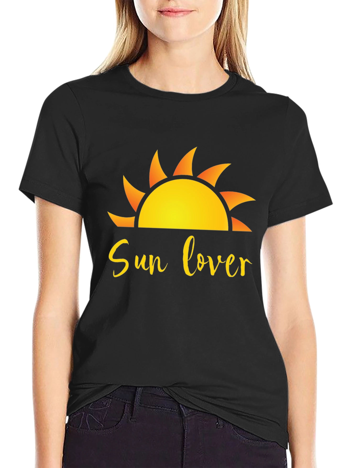 Sun Lover Graphic Black T-Shirt