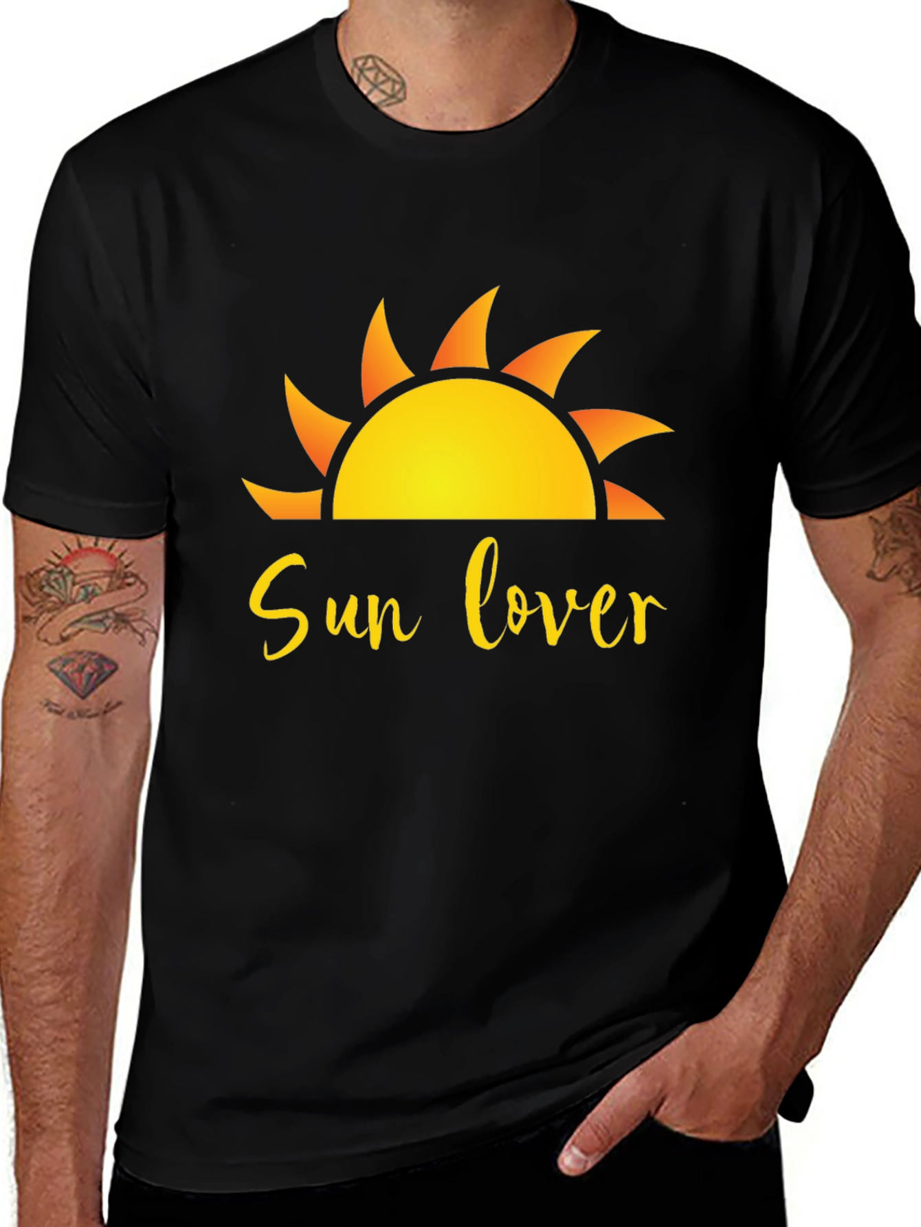 Sun Lover Graphic Black T-Shirt