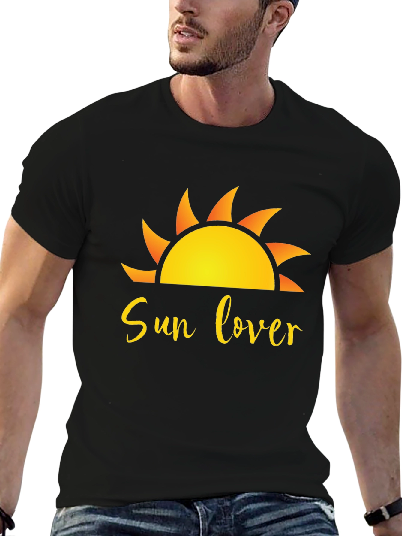 Sun Lover Graphic Black T-Shirt