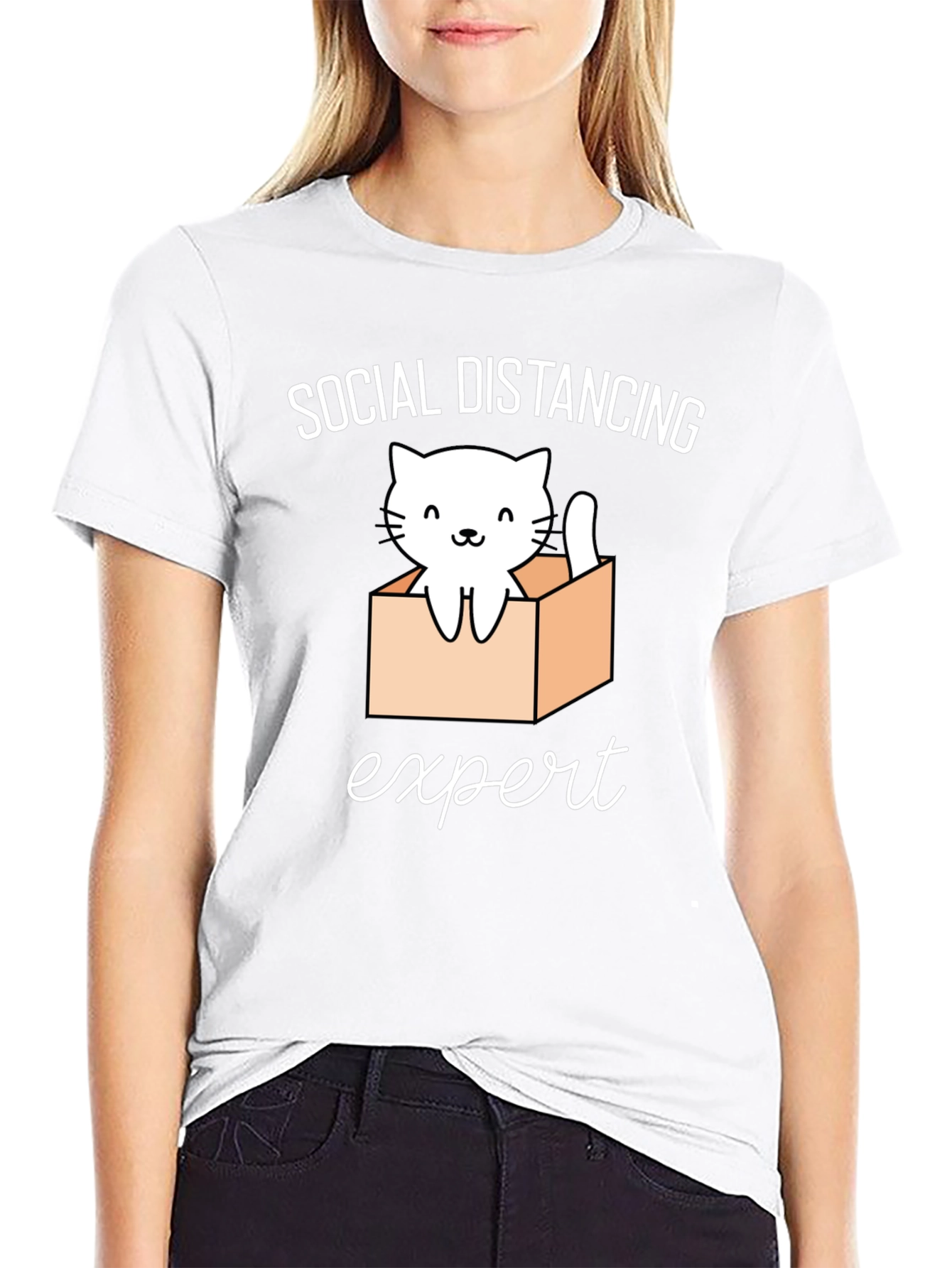 Social Distancing Expert Cat T-Shirt