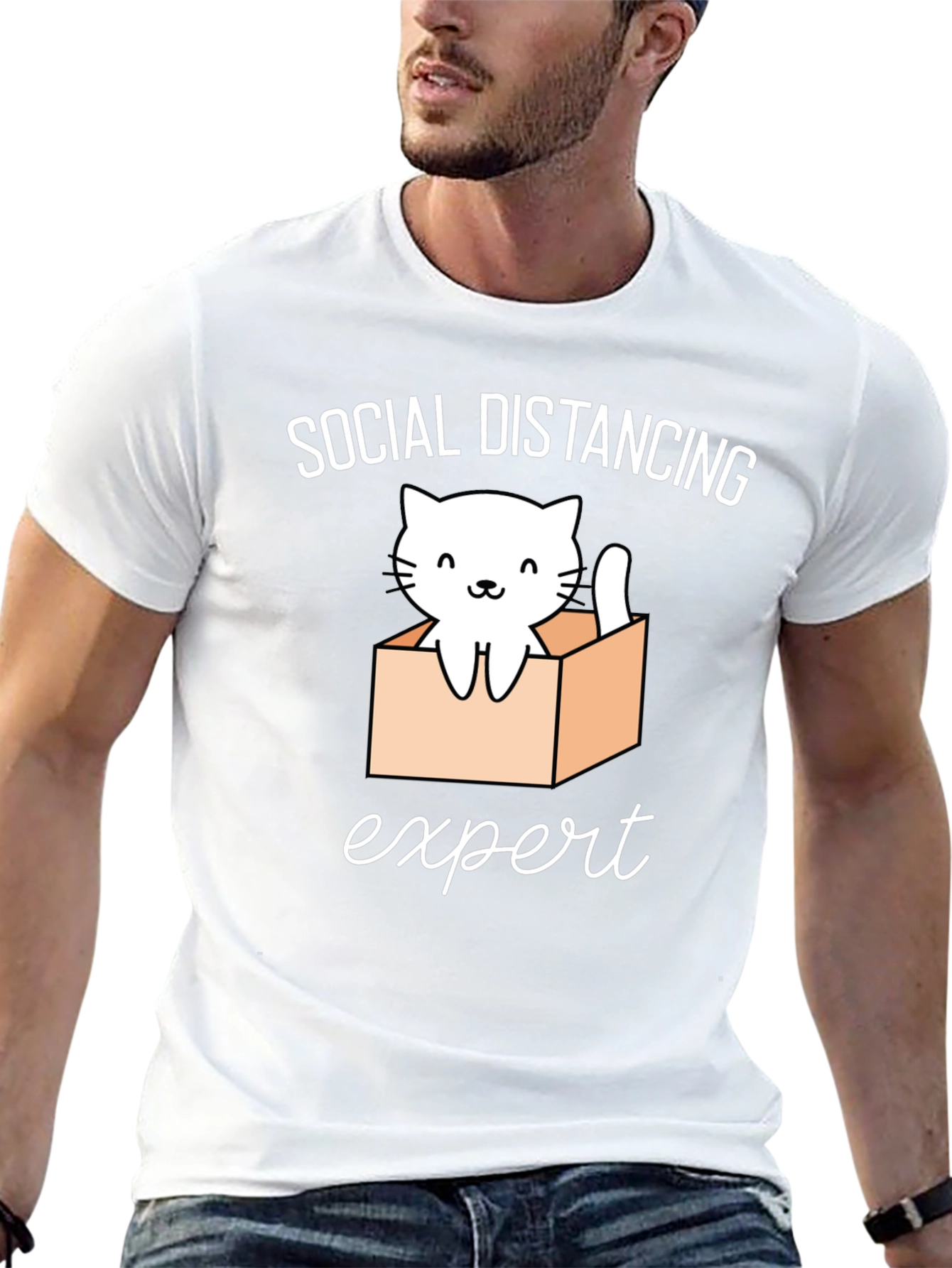 Social Distancing Expert Cat T-Shirt