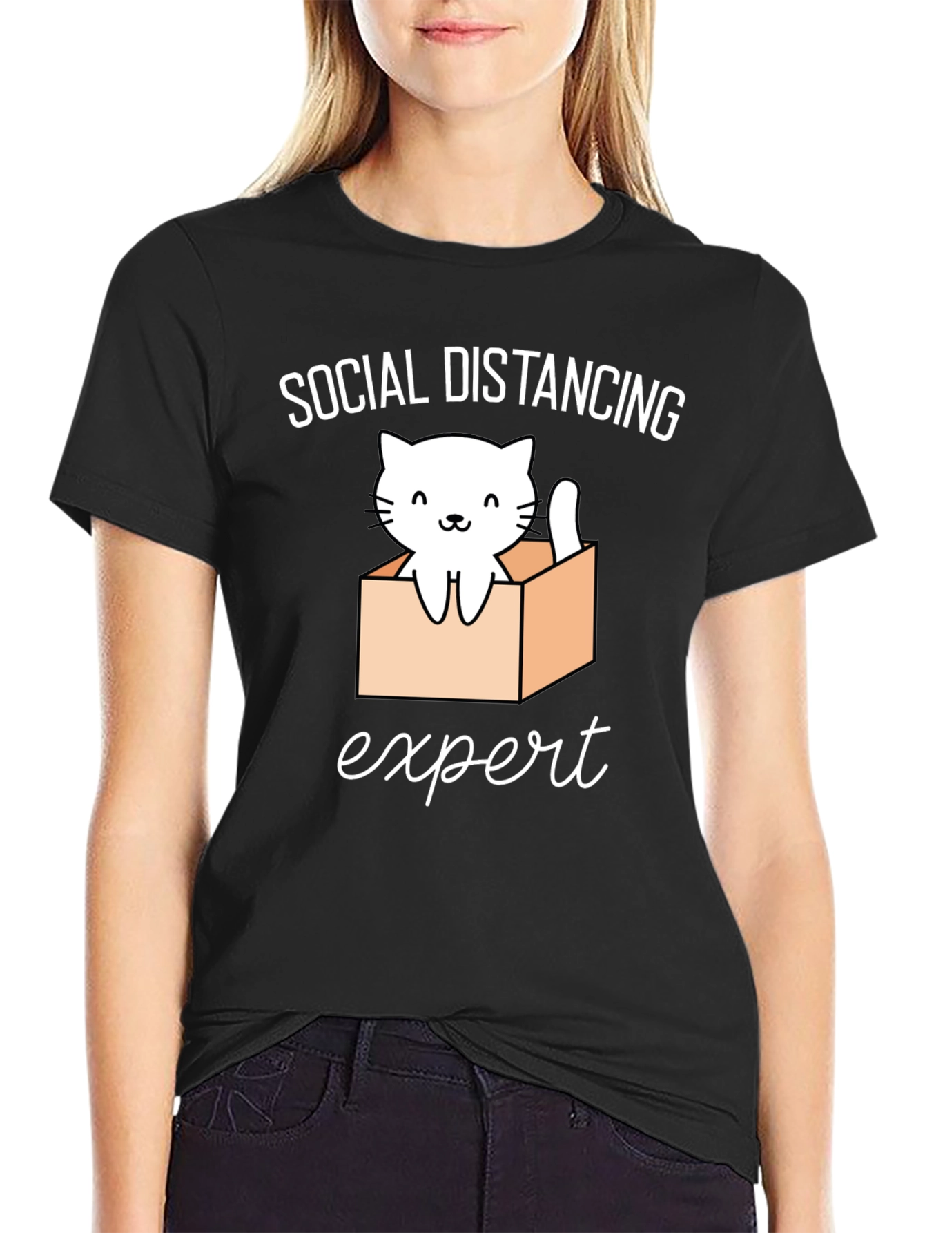 Social Distancing Expert Cat T-Shirt