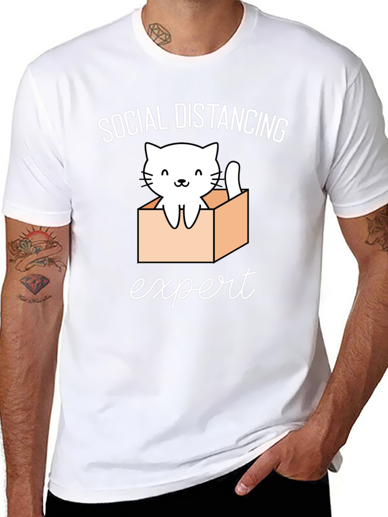 Social Distancing Expert Cat T-Shirt