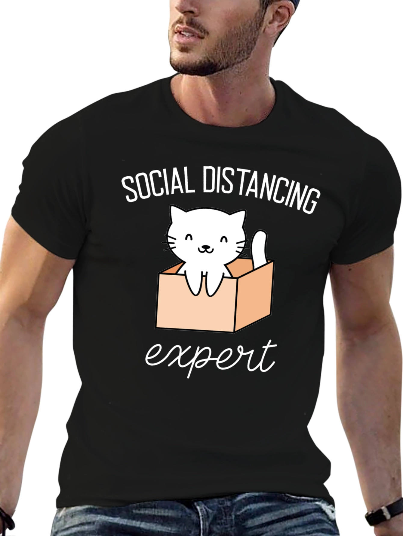 Social Distancing Expert Cat T-Shirt