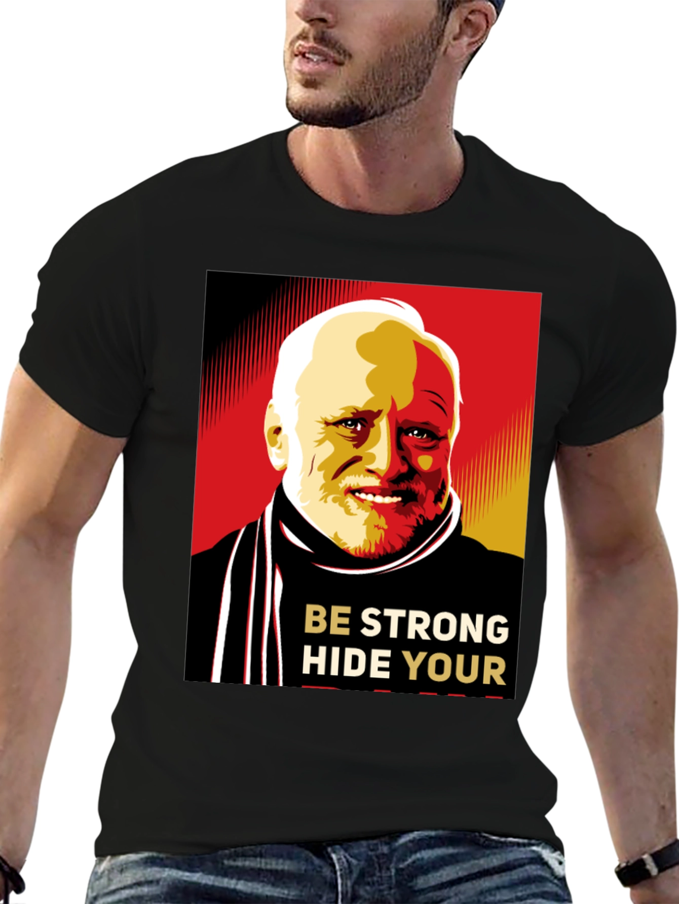 Hide Your Pain Harold Meme Black T-Shirt