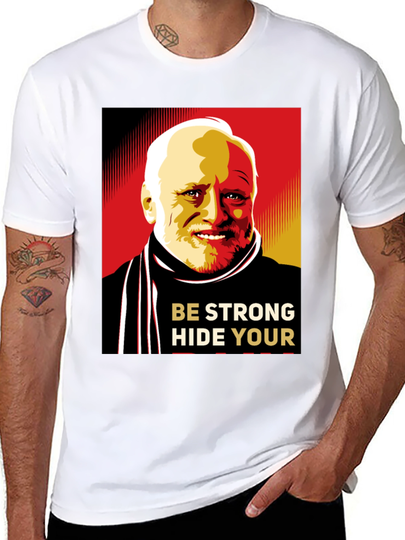 Hide Your Pain Harold Meme Black T-Shirt