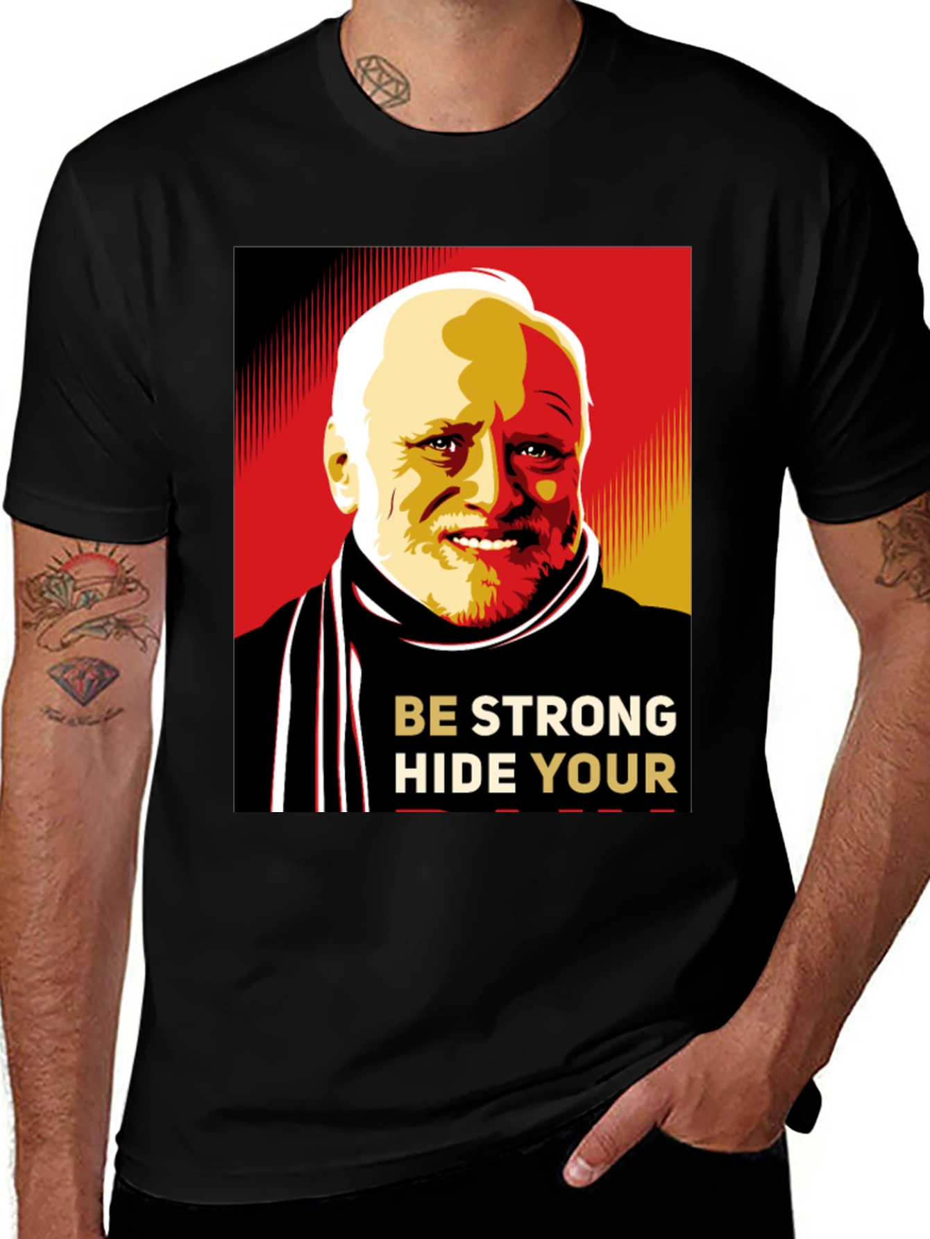Hide Your Pain Harold Meme Black T-Shirt