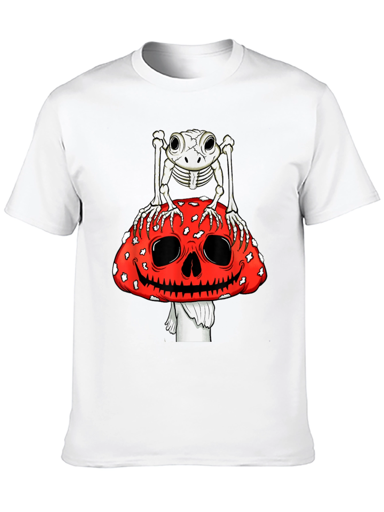 Frog Skeleton on Skull Mushroom Graphic Tee