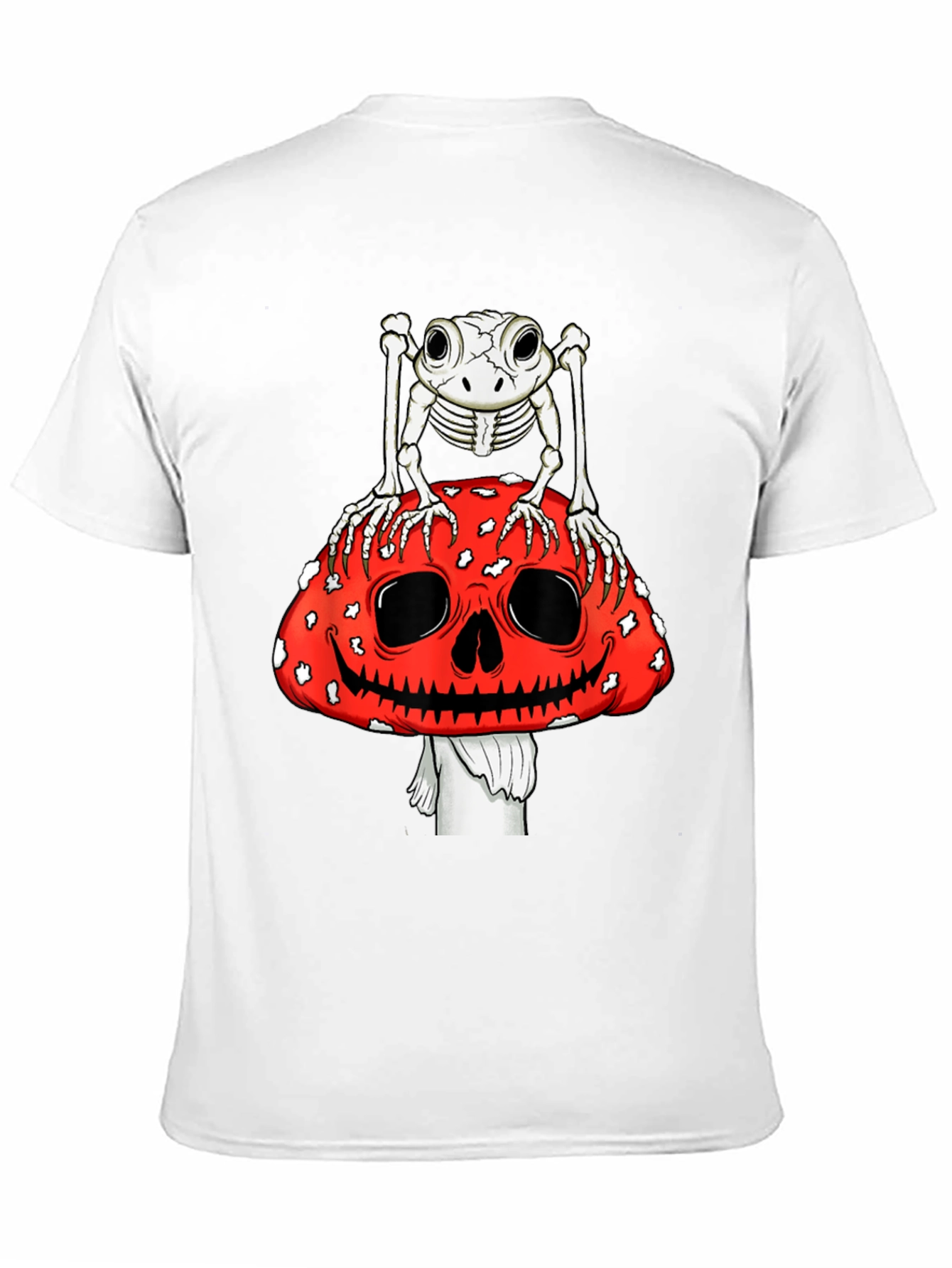 Frog Skeleton on Skull Mushroom Graphic Tee