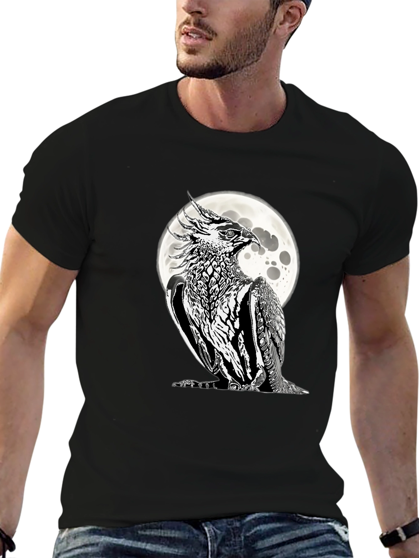 Phoenix Moon Graphic Tee - Black