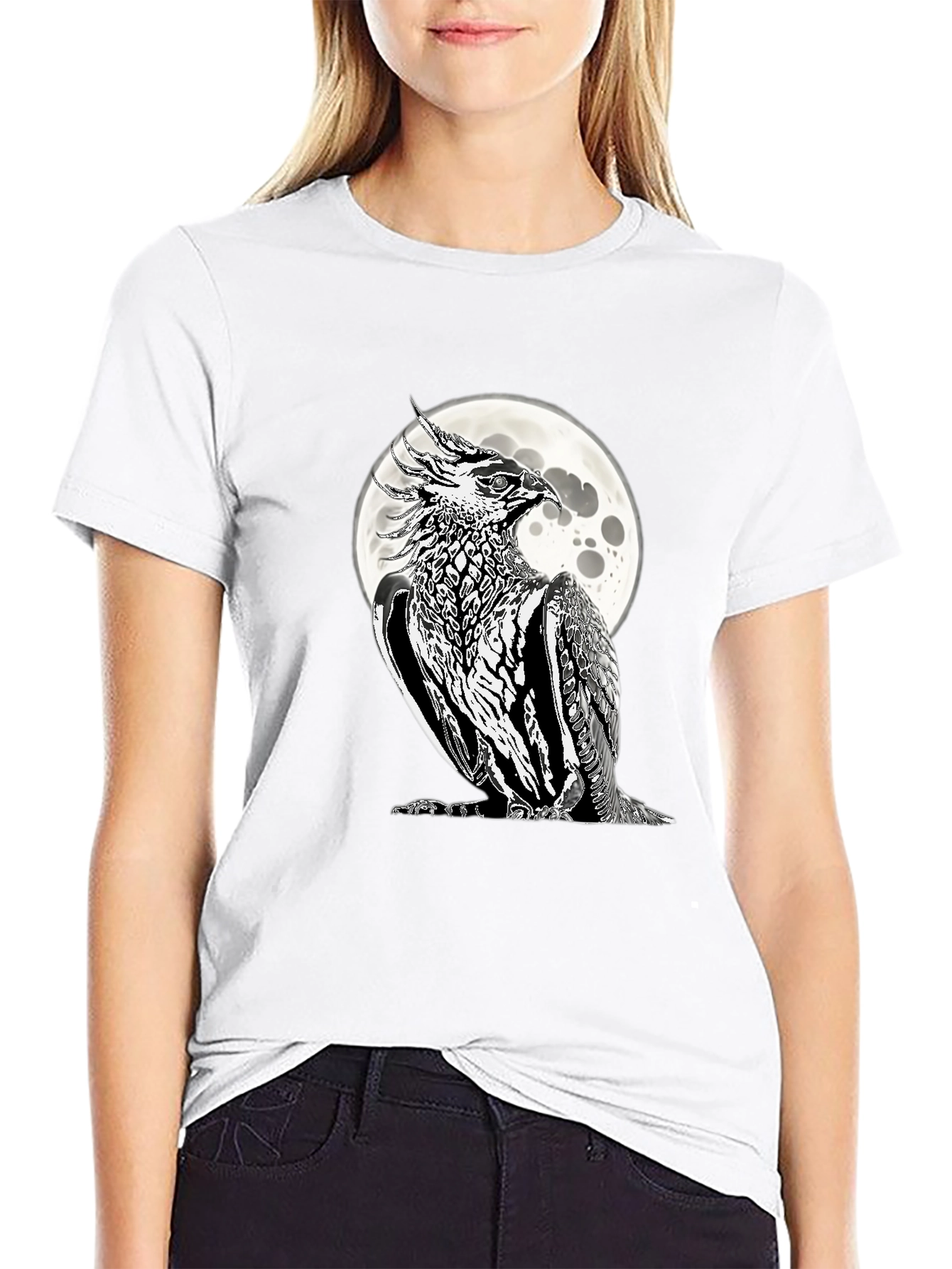 Phoenix Moon Graphic Tee - Black